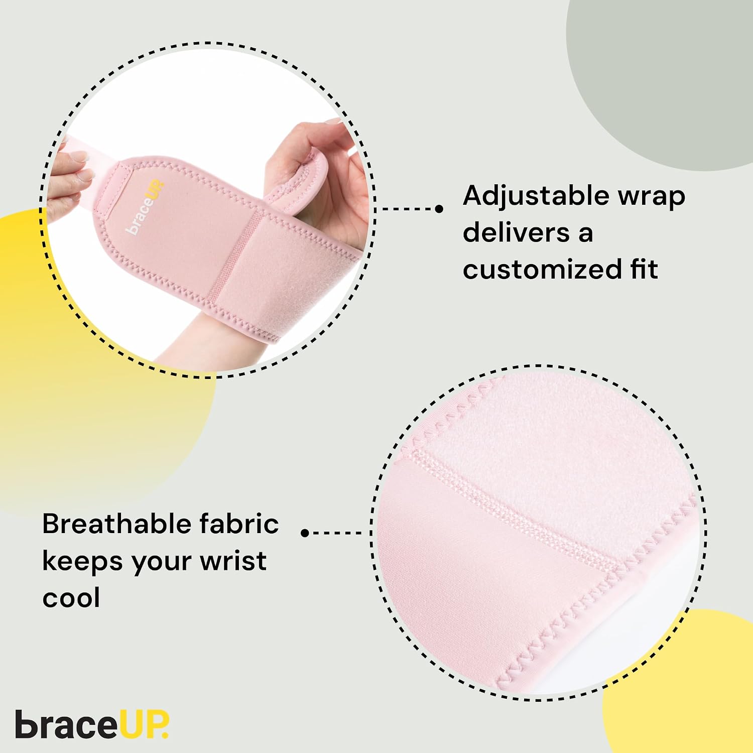 BraceUP Adjustable Wrist Wrap for Men and Women - Workouts Wrist Band, Carpal Tunnel Compression Wrist Brace, Tendonitis Wrist Splint, Left Right Hand One Size Adjustable (Black)