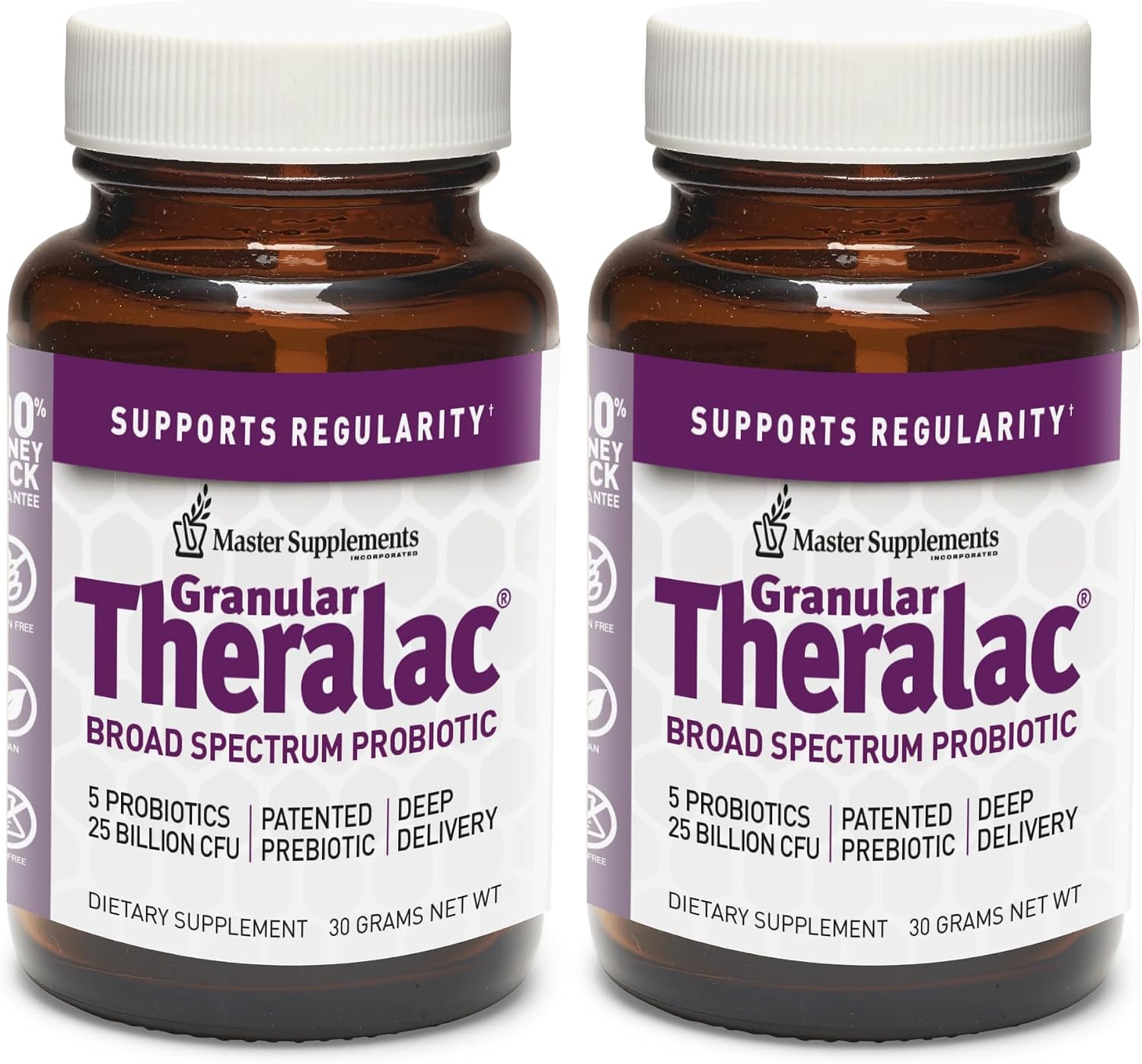Master Supplements Granular Theralac - 1.05 oz - Multi-Strain Probiotic Powder for Optimal Gut Health - Great for Kids - Vegan, Gluten Free - 40 Servings