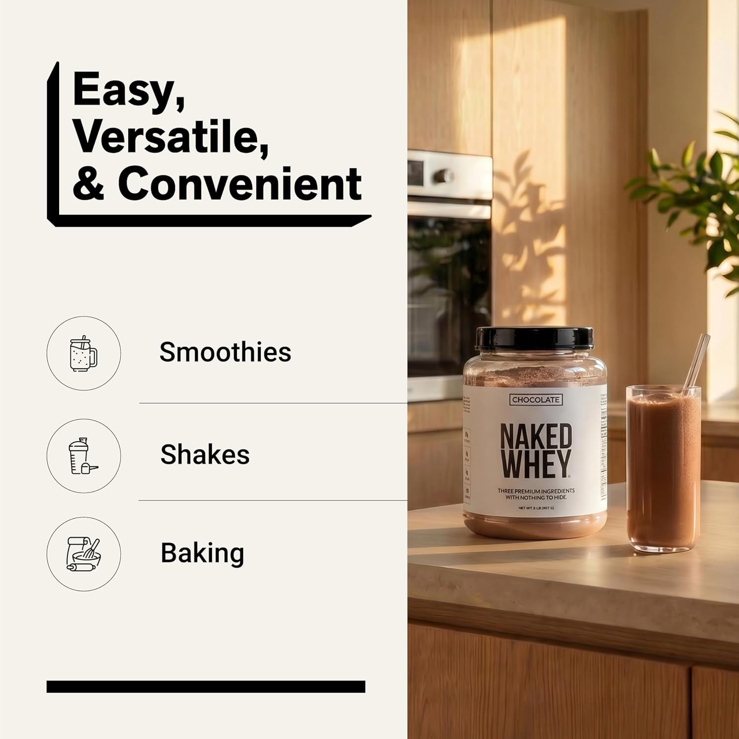 NAKED Whey 5LB 100% Grass Fed Unflavored Whey Protein Powder - Only 1 Ingredient, NSF Certified, Undenatured, Gluten Free, Soy Free, Promote Muscle Growth and Recovery - 76 Servings