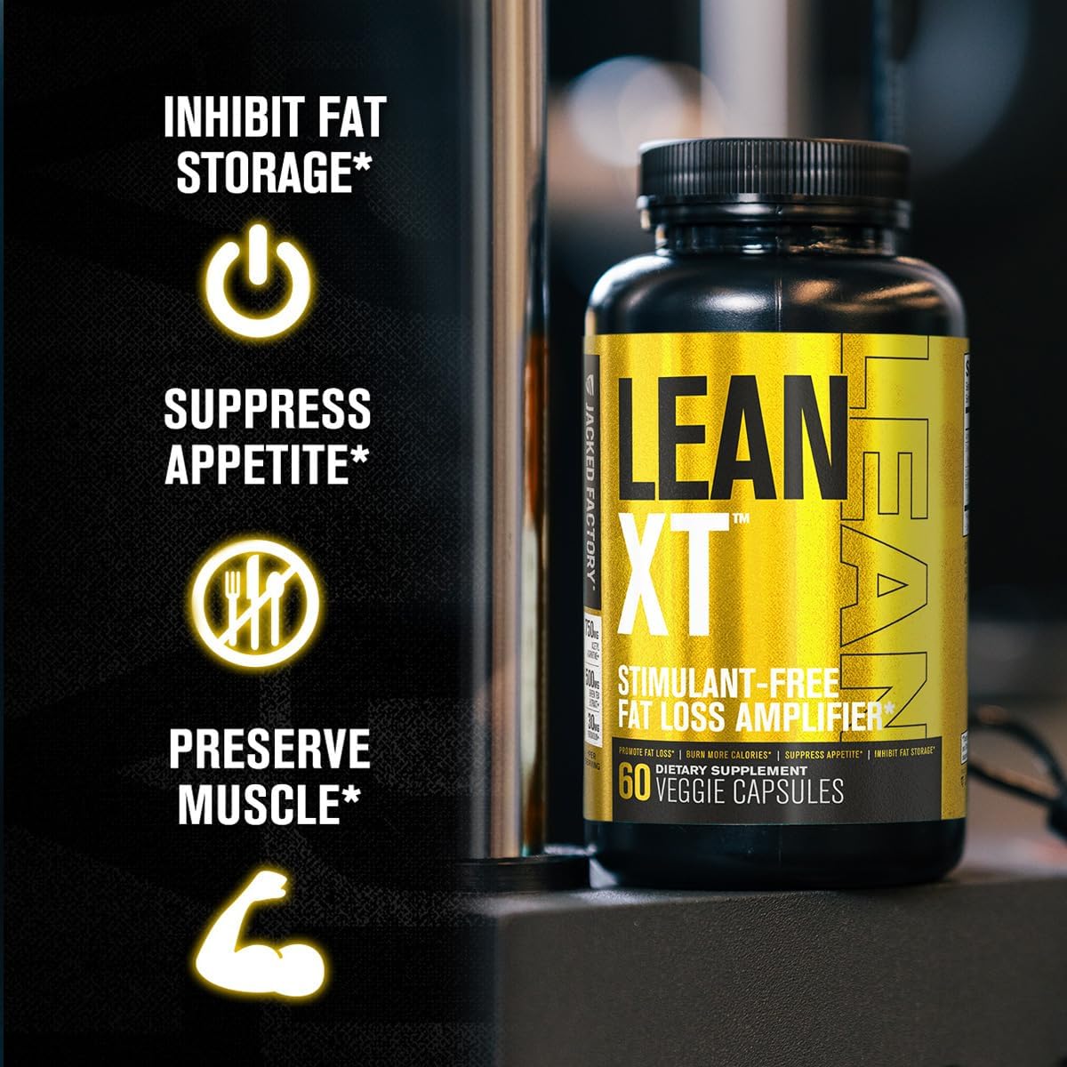 Jacked Factory Lean-XT Caffeine Free Fat Burner - Non Stim Weight Loss Supplement, Appetite Suppressant & Metabolism Booster | Acetyl L-Carnitine