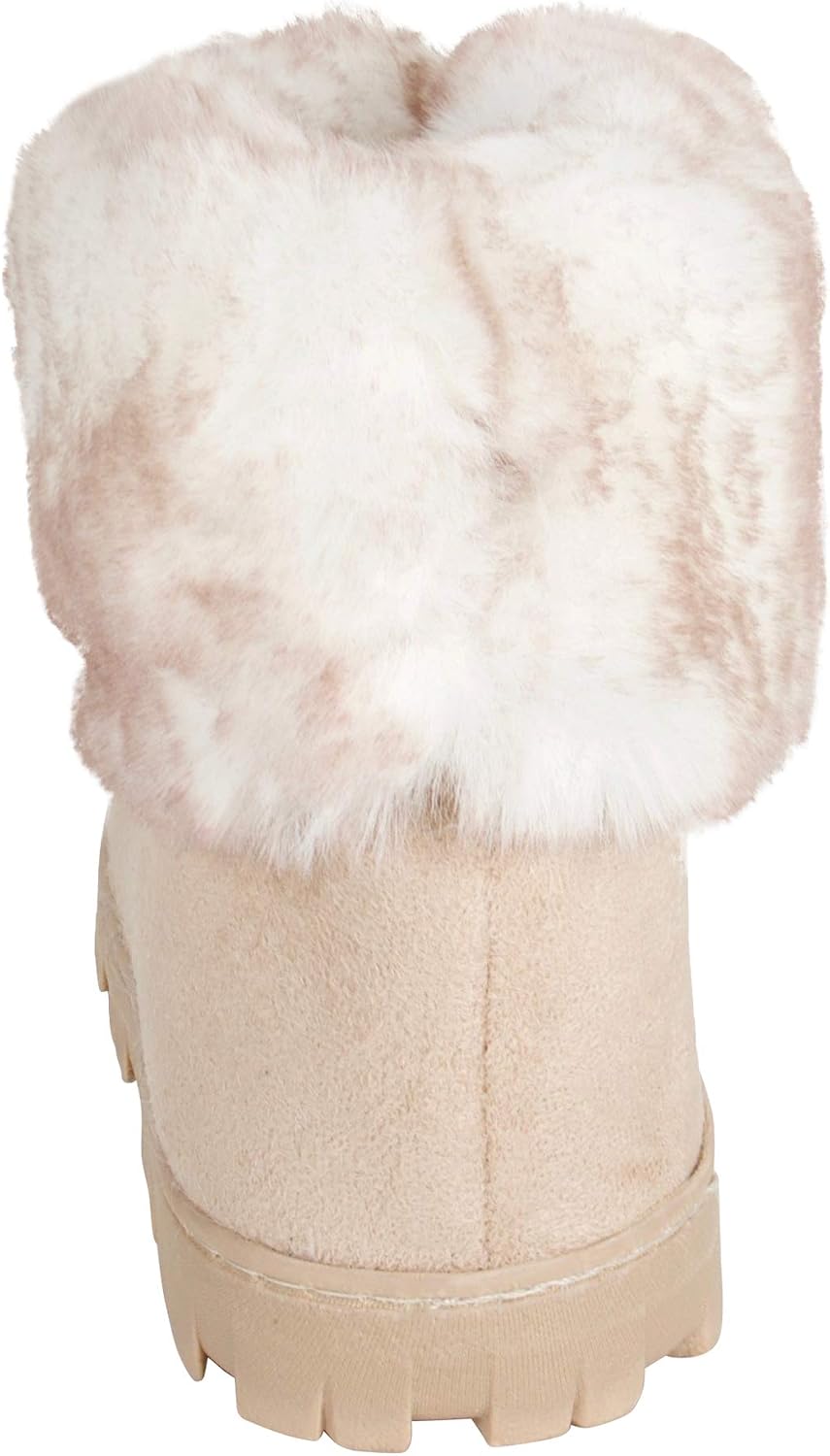 Jessica Simpson Women's and Girls Microsuede Super Soft Bootie Slippers with Indoor Outdoor Sole- Mommy & Me Set Options