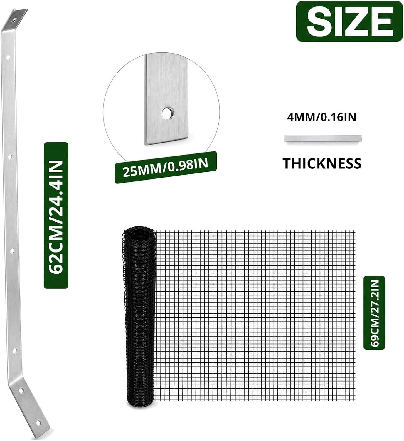 Rosvola Cat Fence Barrier, 33FT Cat-Proof Fence Topper System, Fence Conversion System for Cats, Cat Fence Extension & Conversion Kit for Yard Garden