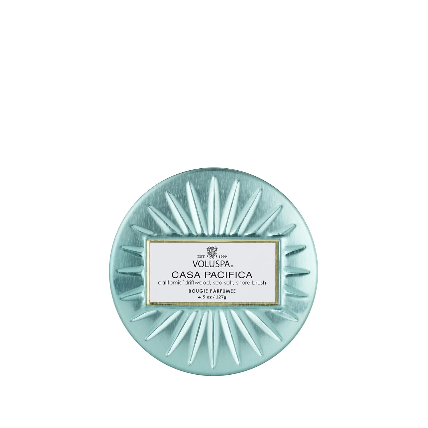 Voluspa Bourbon Vanille, Mini Tin Candle, 4 oz, 25 Hour Burn Time, Coconut Wax for Clean Burning, Handcrafted in the USA