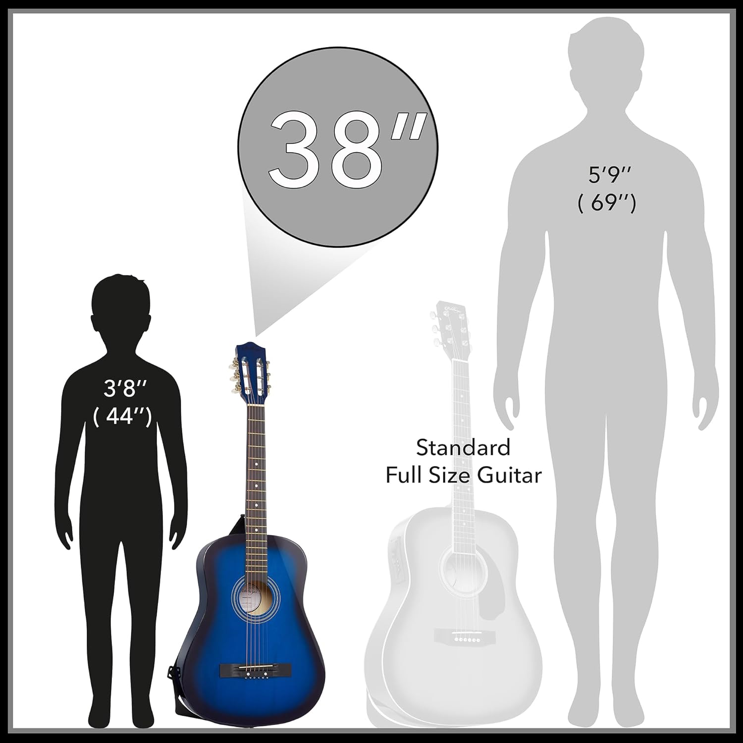 Ashthorpe 38-inch Beginner Acoustic Guitar (Red), Starter Kit with Gig Bag, Extra Strings, Strap, Picks, and Lessons