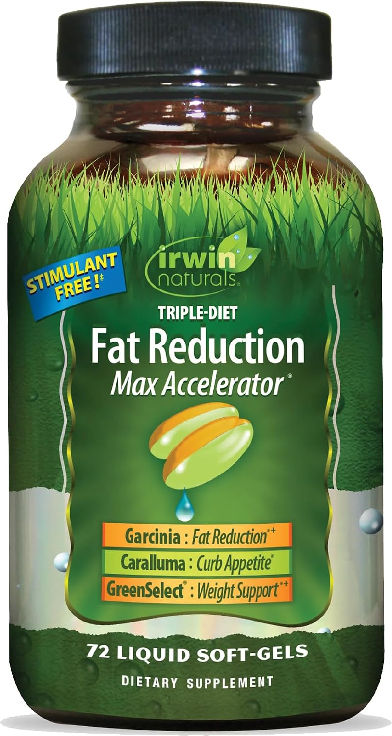 Irwin Naturals Triple-Diet Fat Reduction Max Accelerator 72 Liquid Softgels | Garcinia Cambogia with Caralluma & Green Tea Extract | Appetite