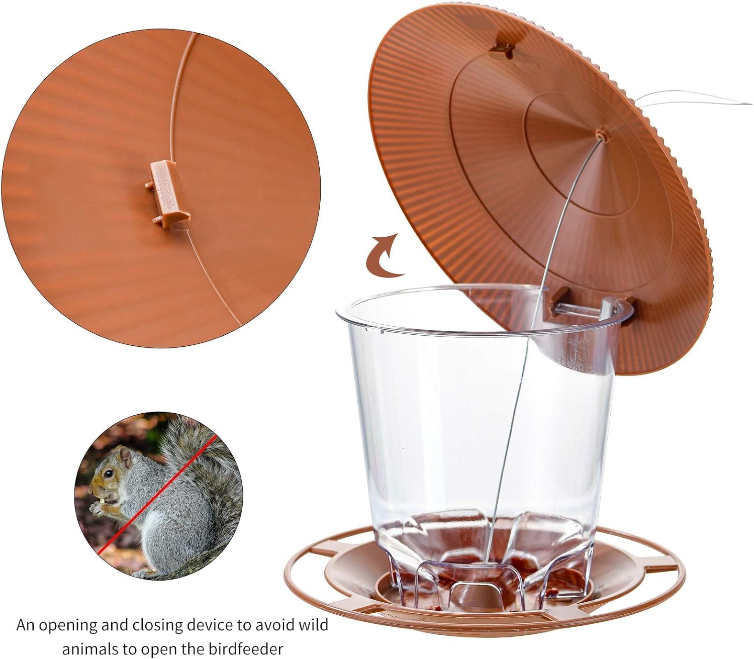 Hanizi Bird Feeder Outdoor Hanging for Wild Bird Seed, Brown