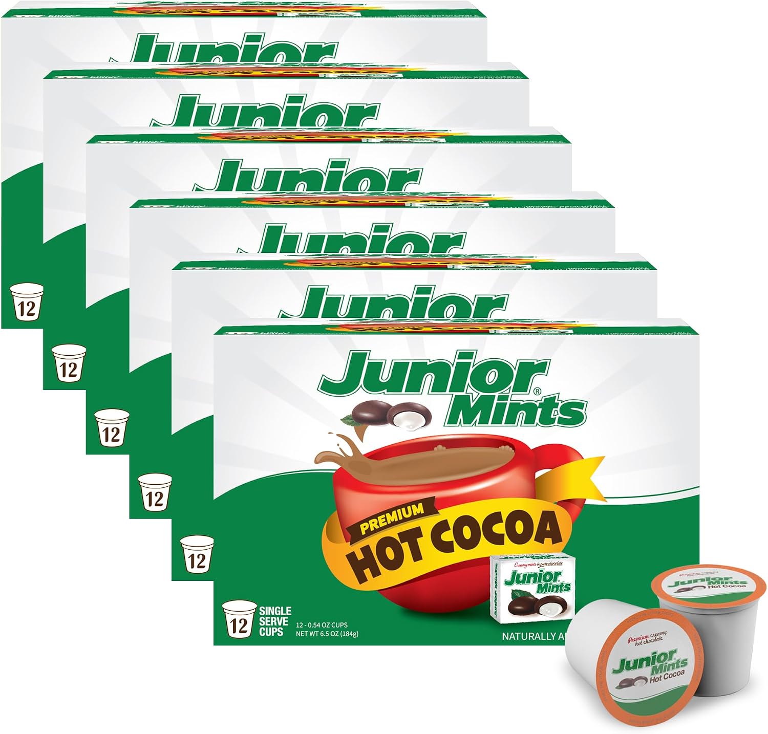 Junior Mints Chocolate Mint Flavored Hot Chocolate Pods, Compatible with 2.0 K-Cup Brewers, 12 Count - Cool Mint and Cocoa Treat