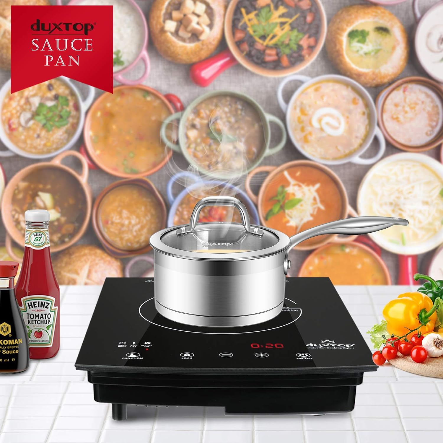 Duxtop Stainless Steel Sauce Pan with Lid, 2.5 Quart Induction Cooking Pot | Saucepan with Stay-Cool Handle, Impact-Bonded Base for Even Heating