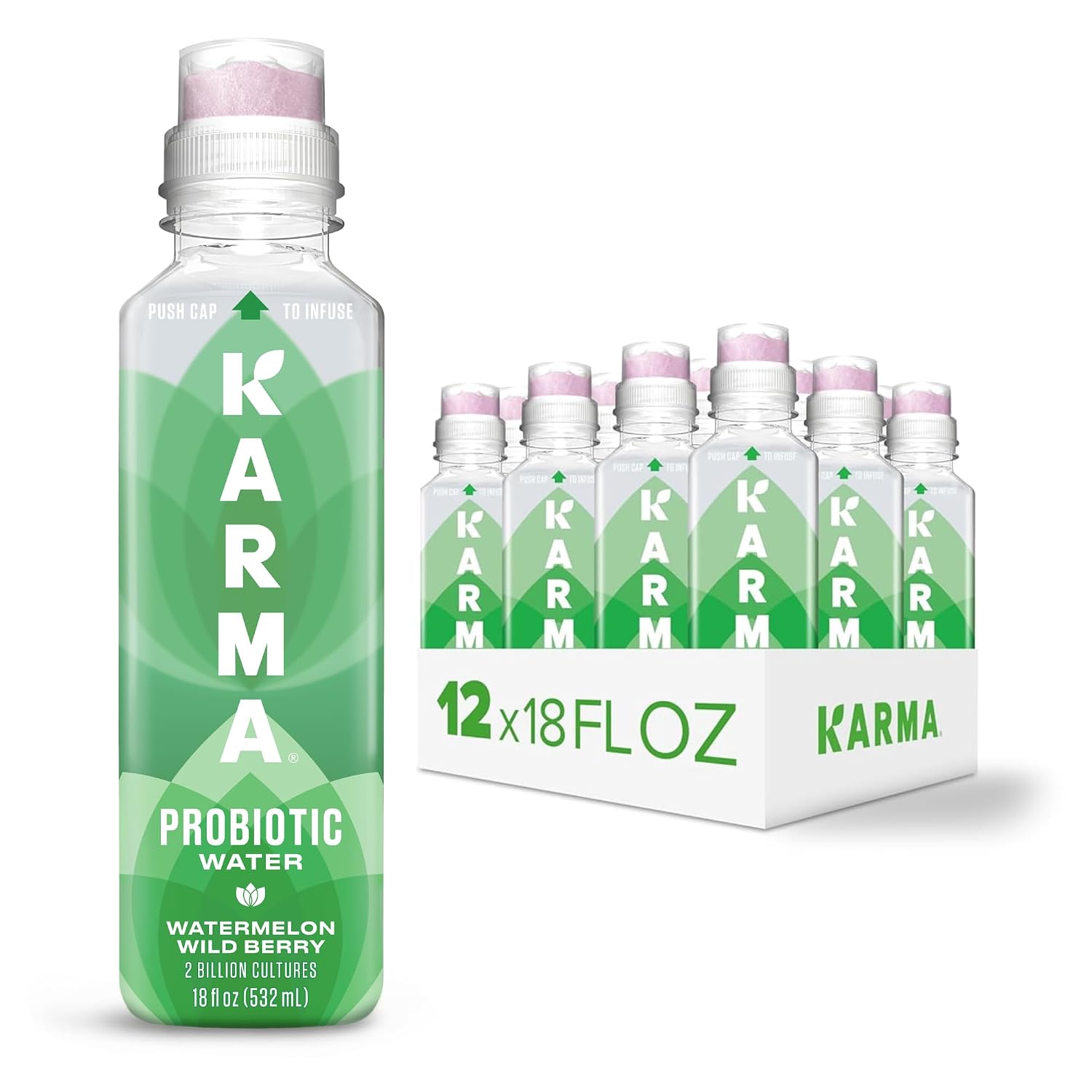 Karma Probiotic Water - 12 Pack, Berry Cherry Drink - Immune & Gut Health Support