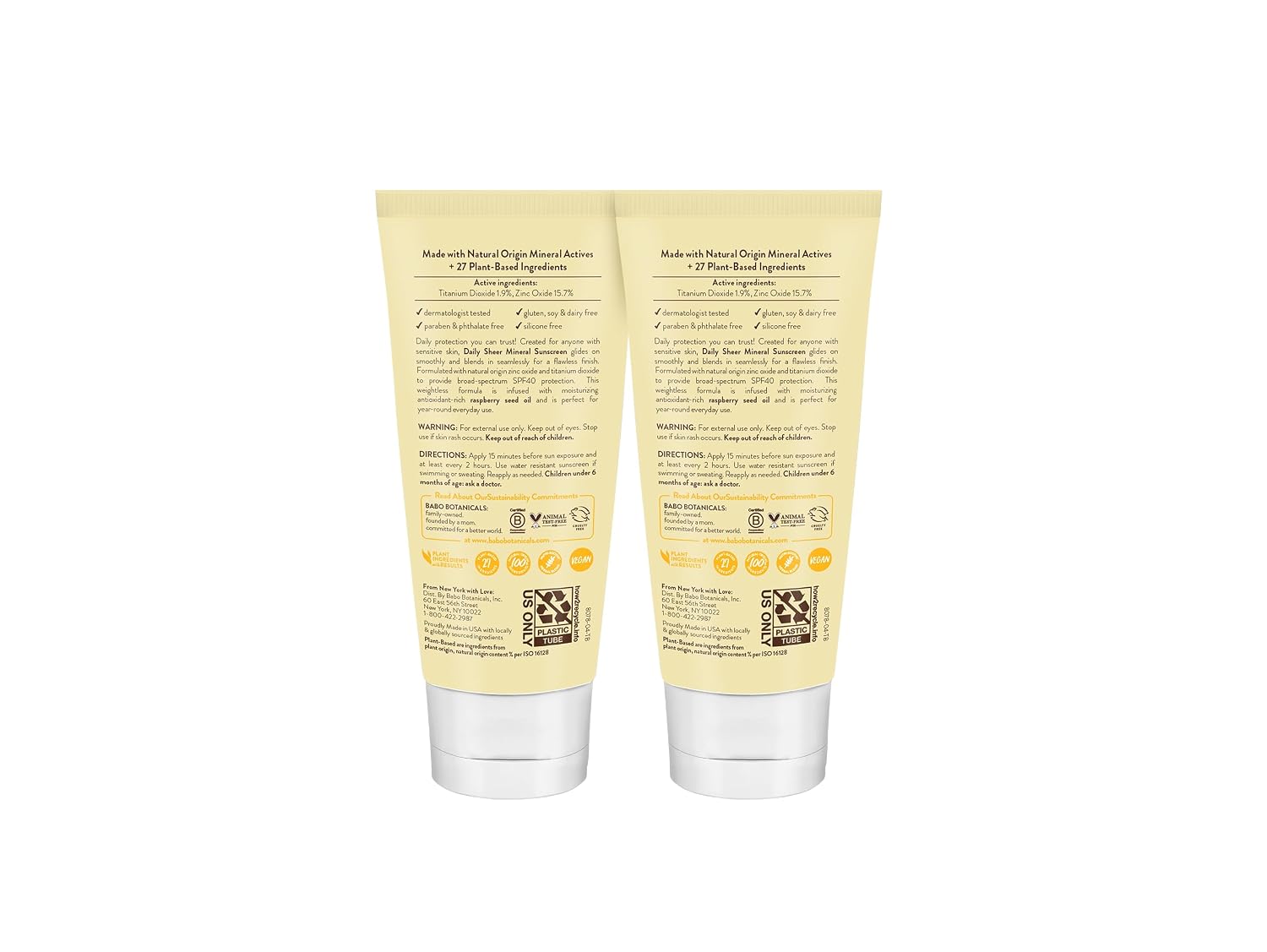 Babo Botanicals Daily Sheer Mineral Face Sunscreen Lotion SPF40 - Natural Zinc Oxide & Titanium Dioxide - 70% Organic Ingredients - Raspberry Oil & Aloe Vera - Fragrance Free - For Face - For all ages