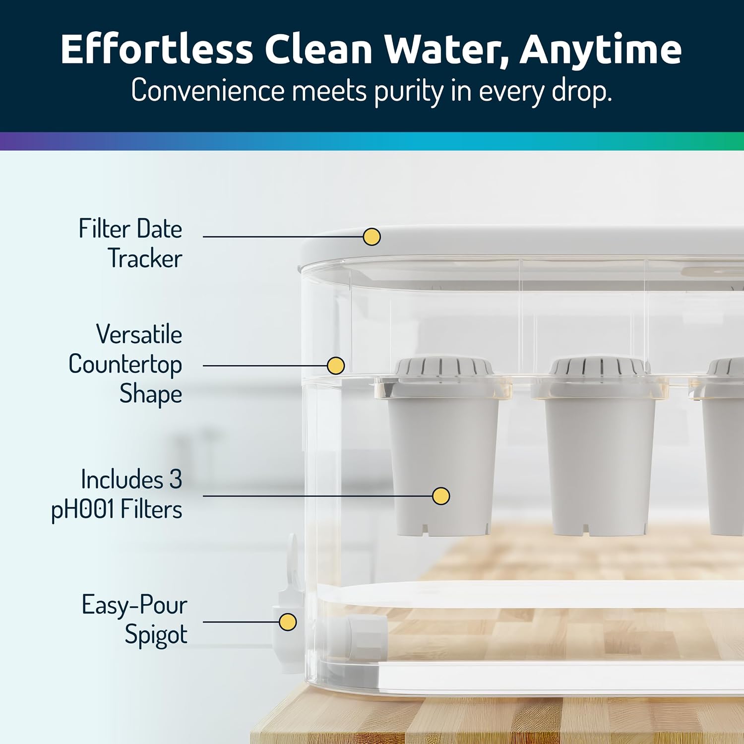 Invigorated Water Alkaline Water Filter Dispenser, 53-Cup Large Capacity