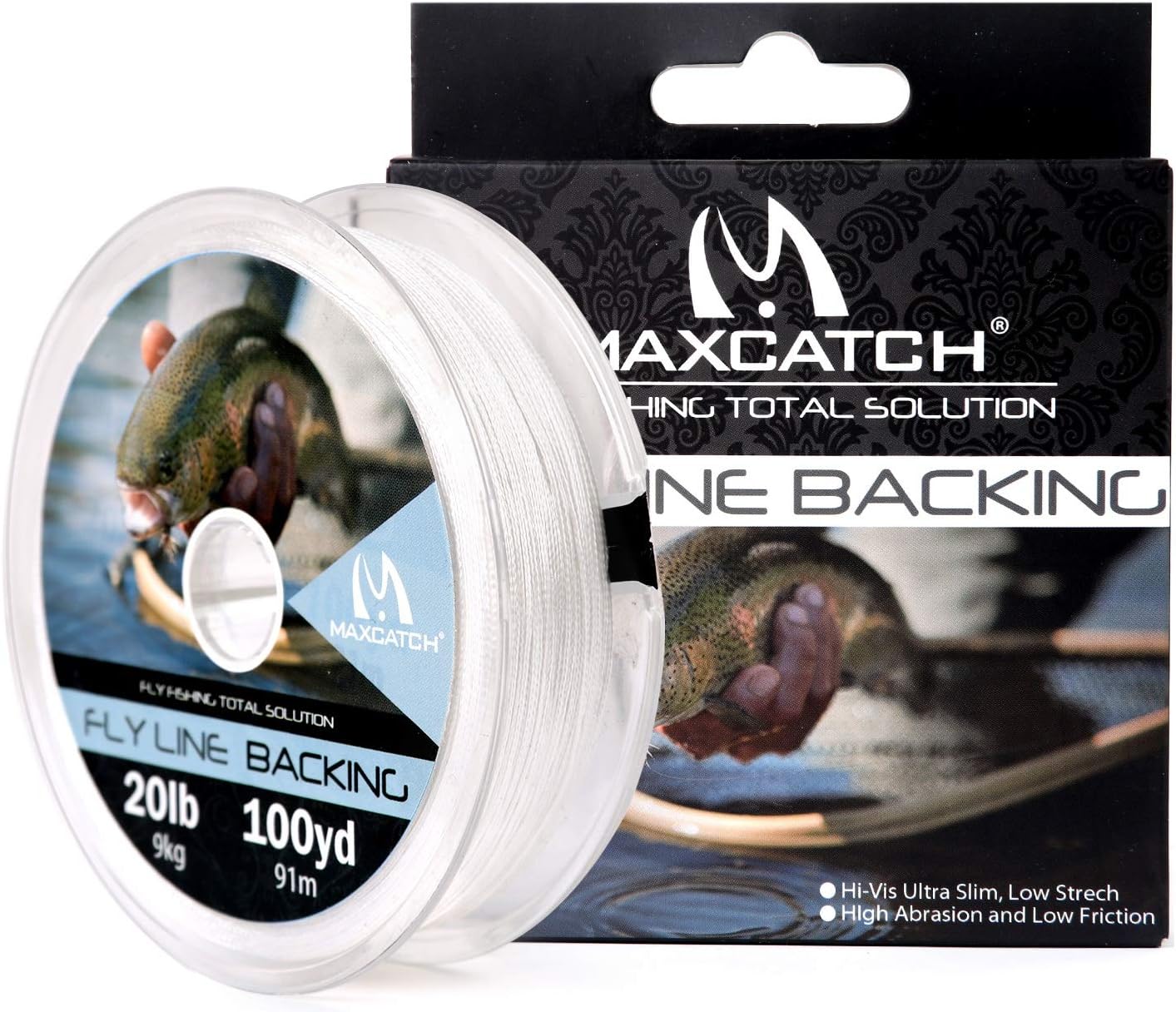 M MAXIMUMCATCH Maxcatch Braided Fly Line Backing for Fly Fishing 20/30lb(White, Yellow, Orange, Black&White, Black&Yellow, Blue, Pink, Green, Purple)
