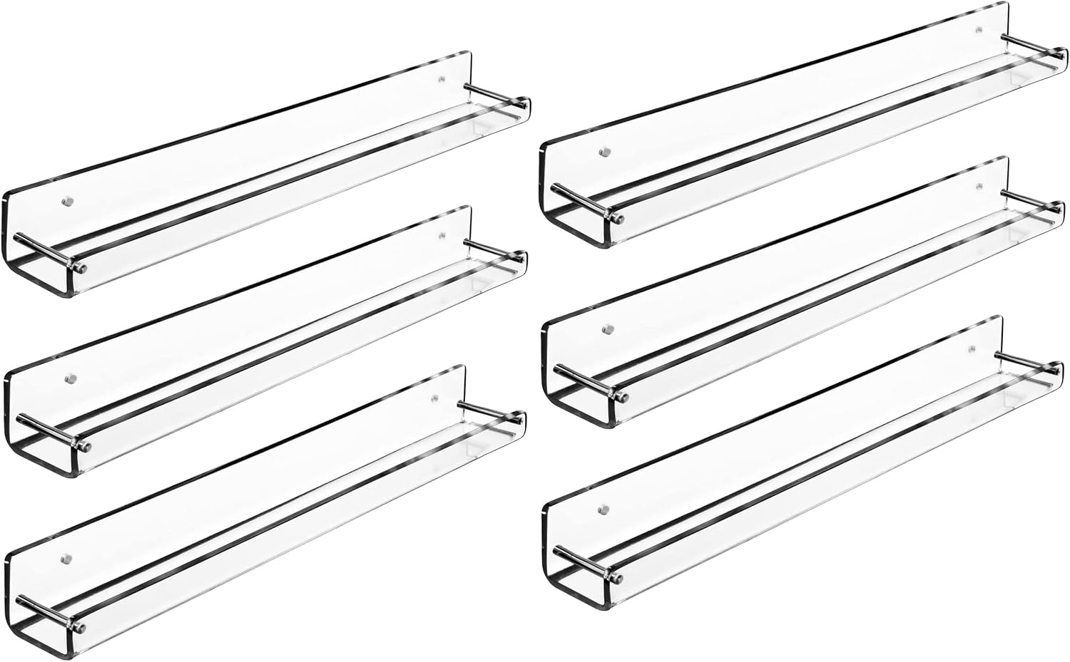 AMT 2 Pack Acrylic Floating Shelves, 15" L x 4" W, Clear Bathroom Wall, Bookshelves, Invisible Display for Office, Bedroom