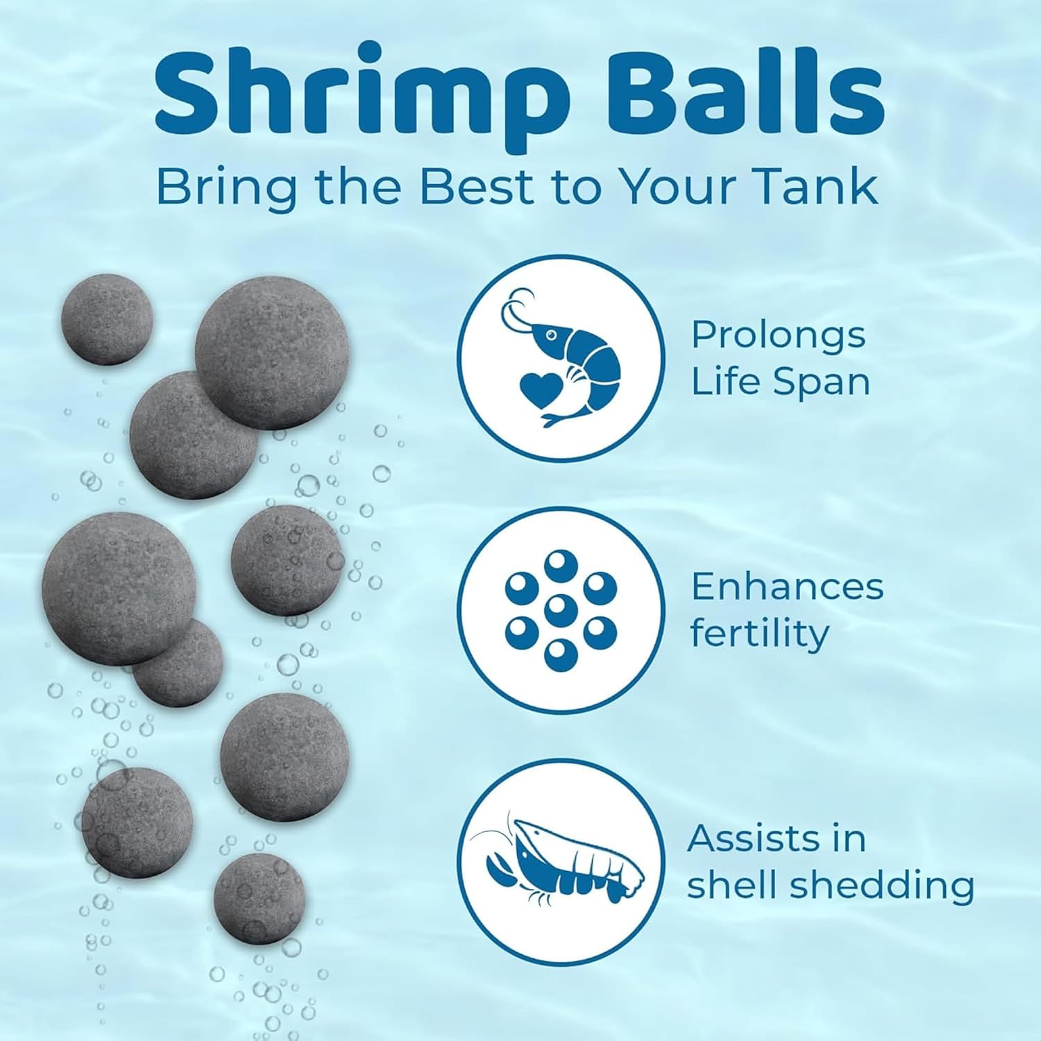 SunGrow Shrimp Balls, Aquarium Water Conditioner Balls, Successful Shedding, Increase Survival Rate, Impart Vibrance, Cool Décor with Wellness Benefits