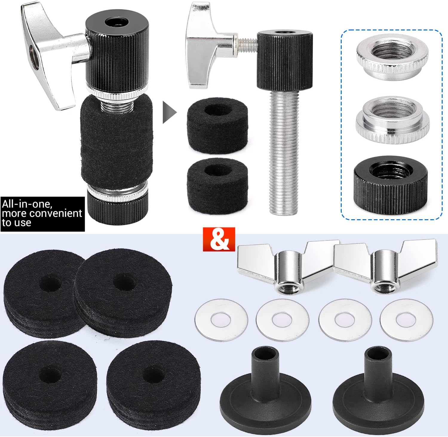 Facmogu 23PCS Cymbal Accessory Set, Drum Cymbal Replacement Accessories