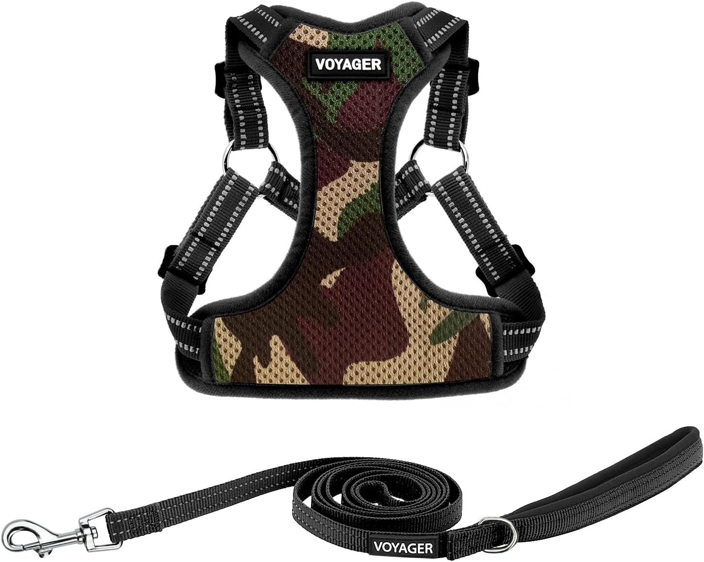 Voyager Step-in Flex Adjustable Dog Harness - Black, Medium | 17 - 21" in Chest, Fully Adjustable, Reflective Bands, All Weather Breathable Air Mesh, Lightweight, Fast Drying
