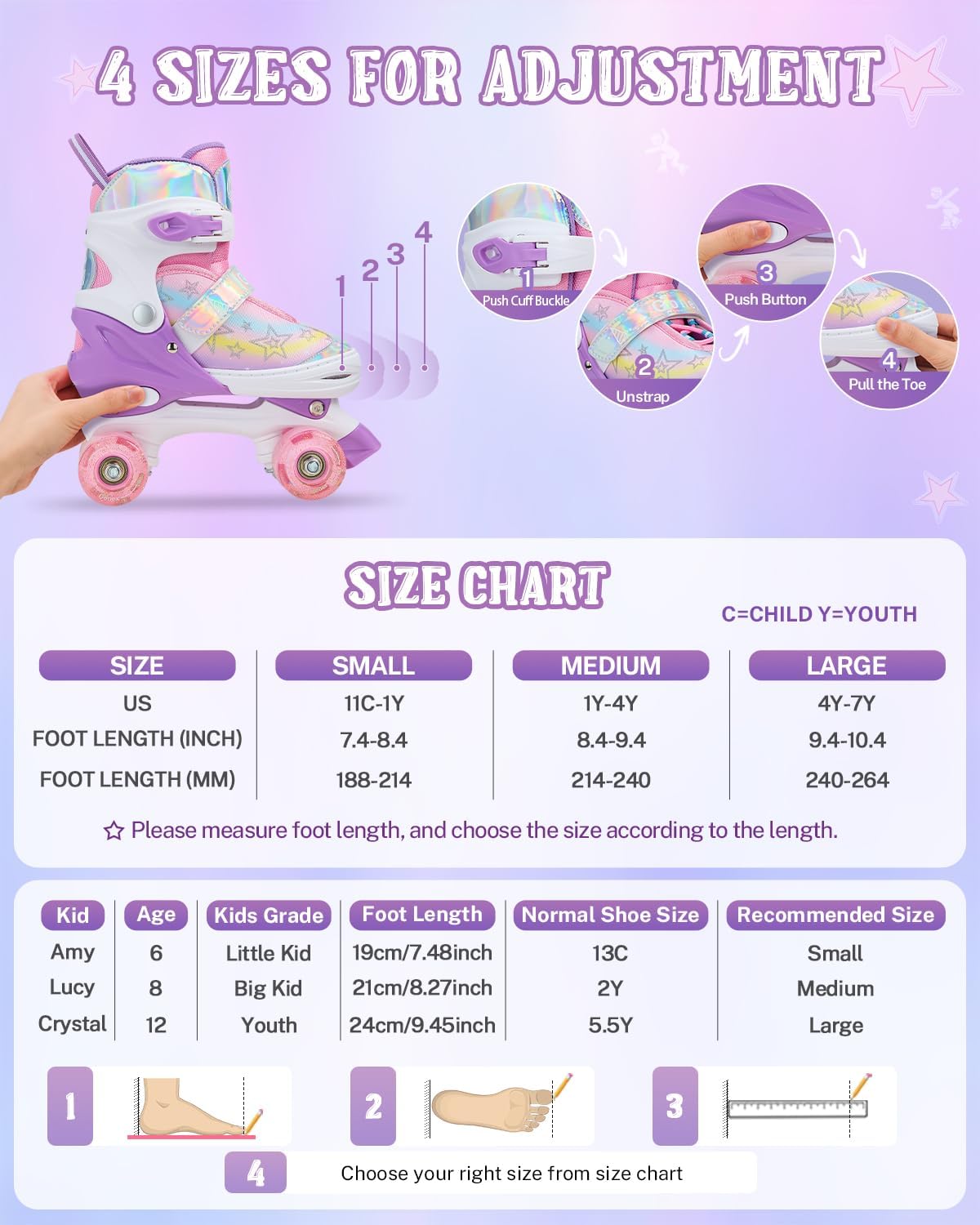 Gonex Roller Skates for Girls Kids Women with Light-Up Wheels