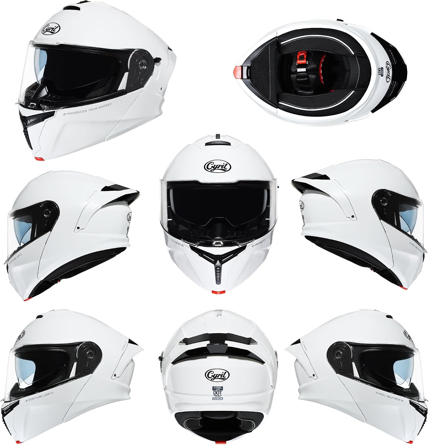 CYRIL Modular Motorcycle Helmet DOT Approved, Flip Up Full Face for Adults | Intercom ready, glasses friendly design with dual visors, extra smoke shield and carrying bag for street riding
