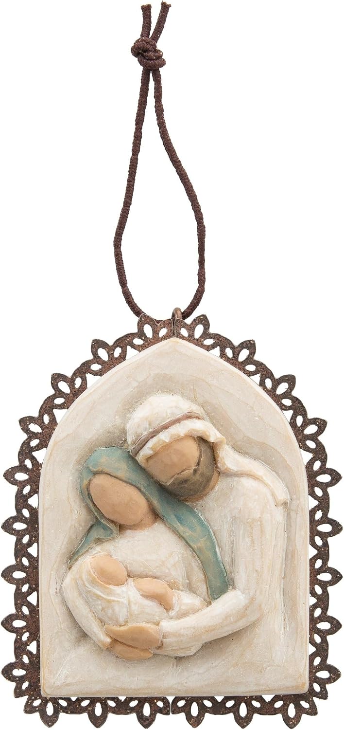 Willow Tree Holy Family, Sculpted Hand-Painted Hanging Ornament | Sentimental Keepsake Gift for Loved Ones, Cast from a Susan Lordi Original Carving, Cast Resin, Ready to Hang