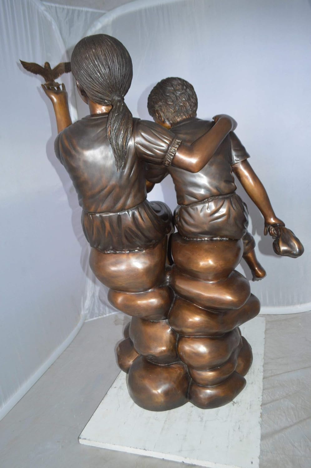 Nifao Children Rock, Kids Outdoor Medium Bronze Statue, 36"L x 30"W x 44"H