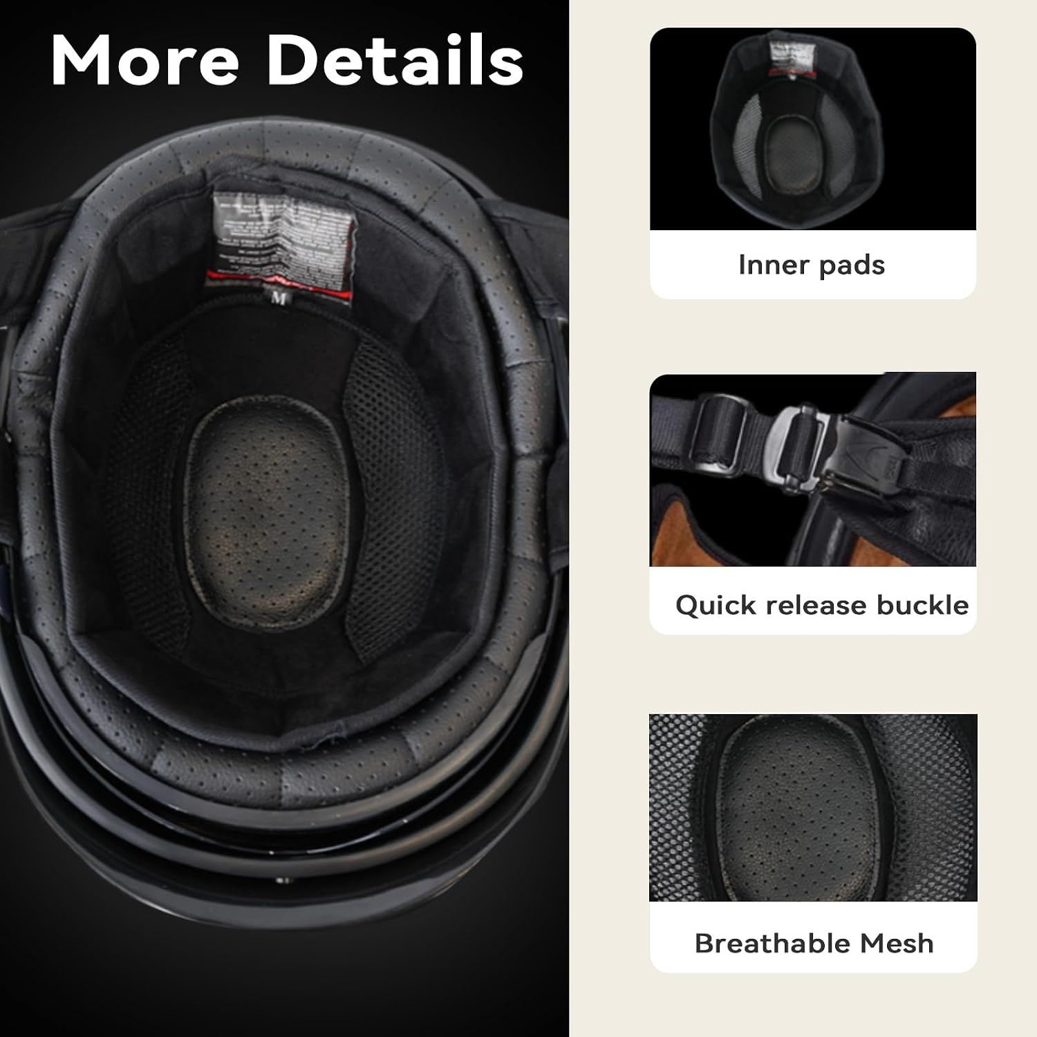 VCOROS Carbon Fiber Open Face Retro Motorcycle Half Helmet DOT