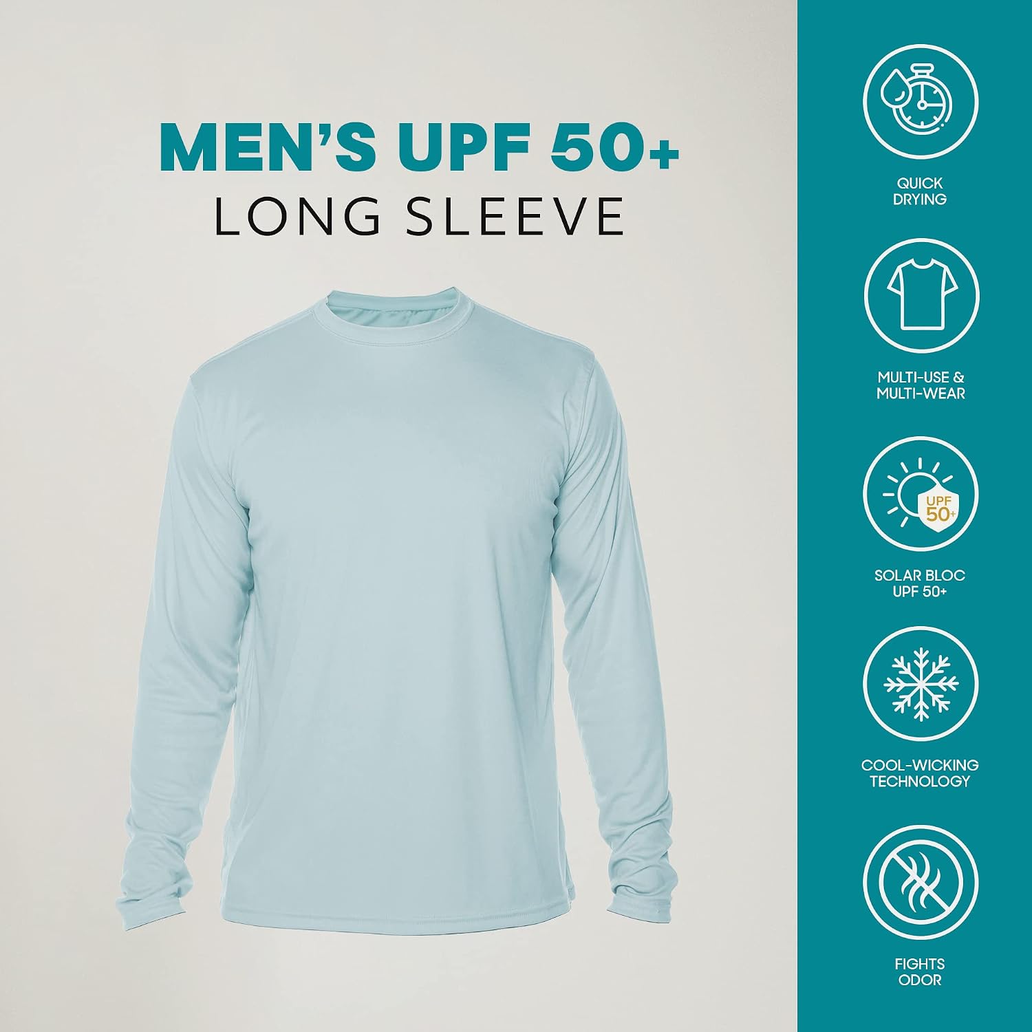 Vapor Apparel Men's Outdoor UPF 50+ Long Sleeve T-Shirt, UV Sun Protection for Fishing, Running, Hiking, Swimming