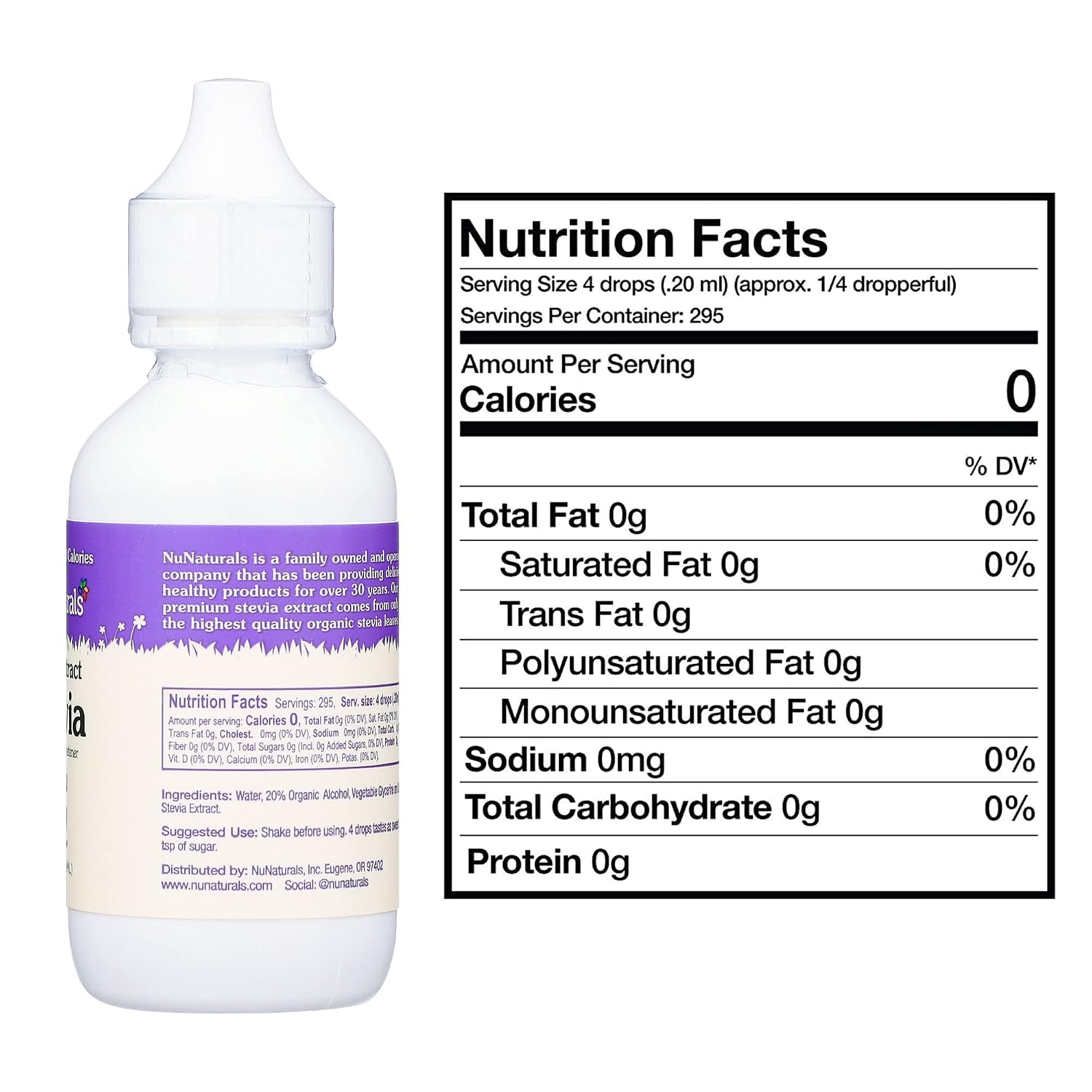 NuNaturals Liquid Stevia Sweetener, Clear Unflavored, Plastic, 2oz (2-Pack)