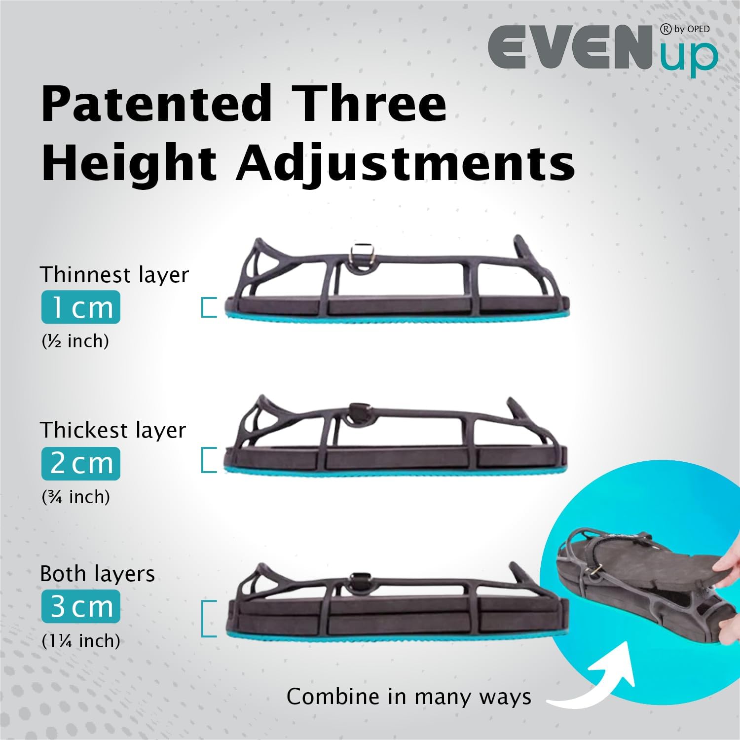 EVENup - Shoe Lift for Walking Boot I Adult Size Large I Shoe Balancer for Use with Fracture Boots or Leg Length Discrepancy I 3 Adjustable Heights