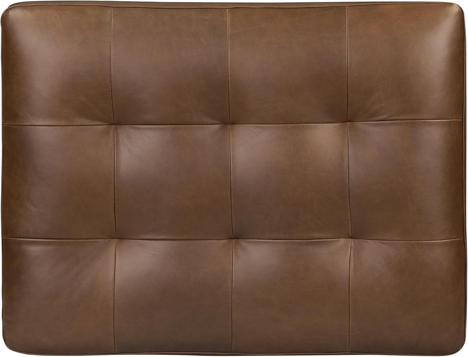 Poly & BARK 55" Tufted Leather Bed Bench for Bedroom End of Bed - Living Room Entry Way Bench - Pure Italian Leather Upholstery with a Solid Wood Frame - Ottoman Bench with Wooden Legs - Cognac Tan