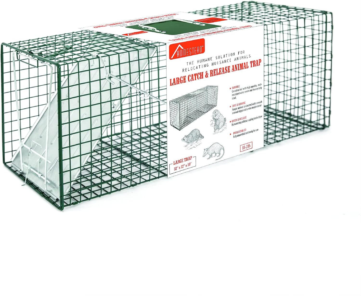 HOMESTEAD Heavy Duty Live Trap - Professional Style One-Door Live Animal Traps for Rabbit, Squirrel, Possum, Skunk, Kitten, Mink Small