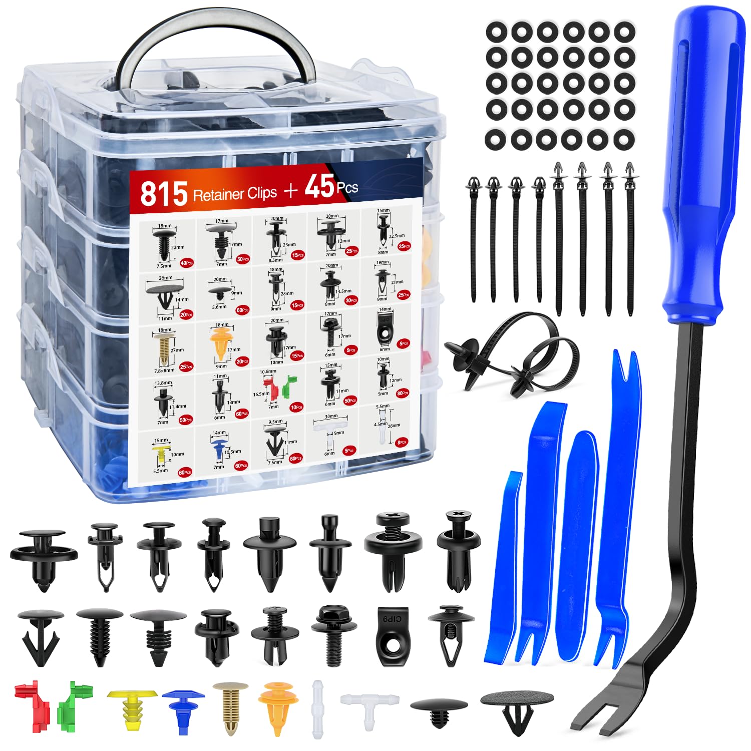 Nilight 190 Pcs Car Retainer Clips Fastener Remover 18 Most Popular Sizes Applications Auto Push Pin Rivets Set -Door Trim Panel Clips for Toyota