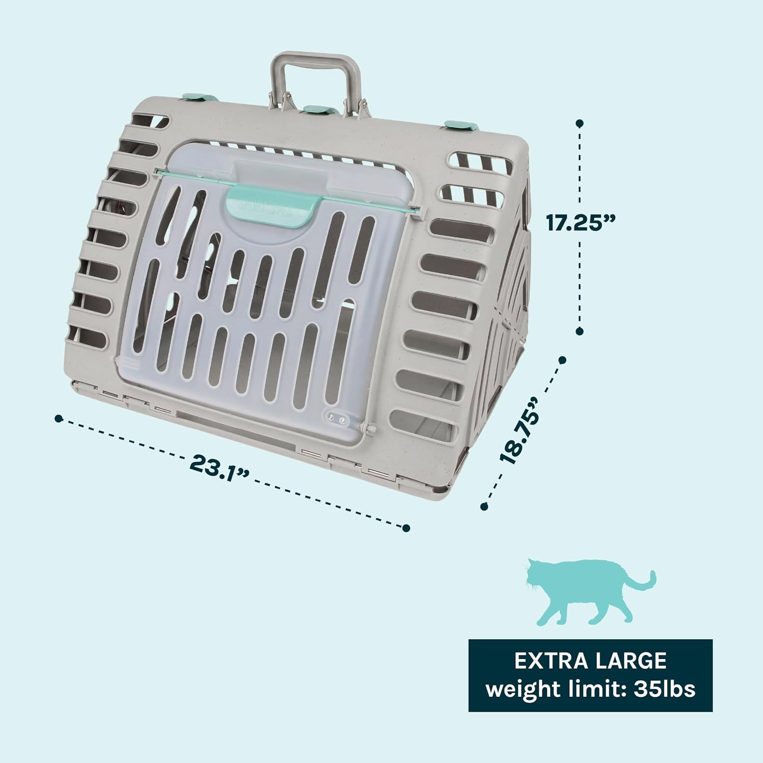 SportPet Large Hard-Sided Travel Cat Carrier - Cat Carrier with Patented Wide Side-Opening Door