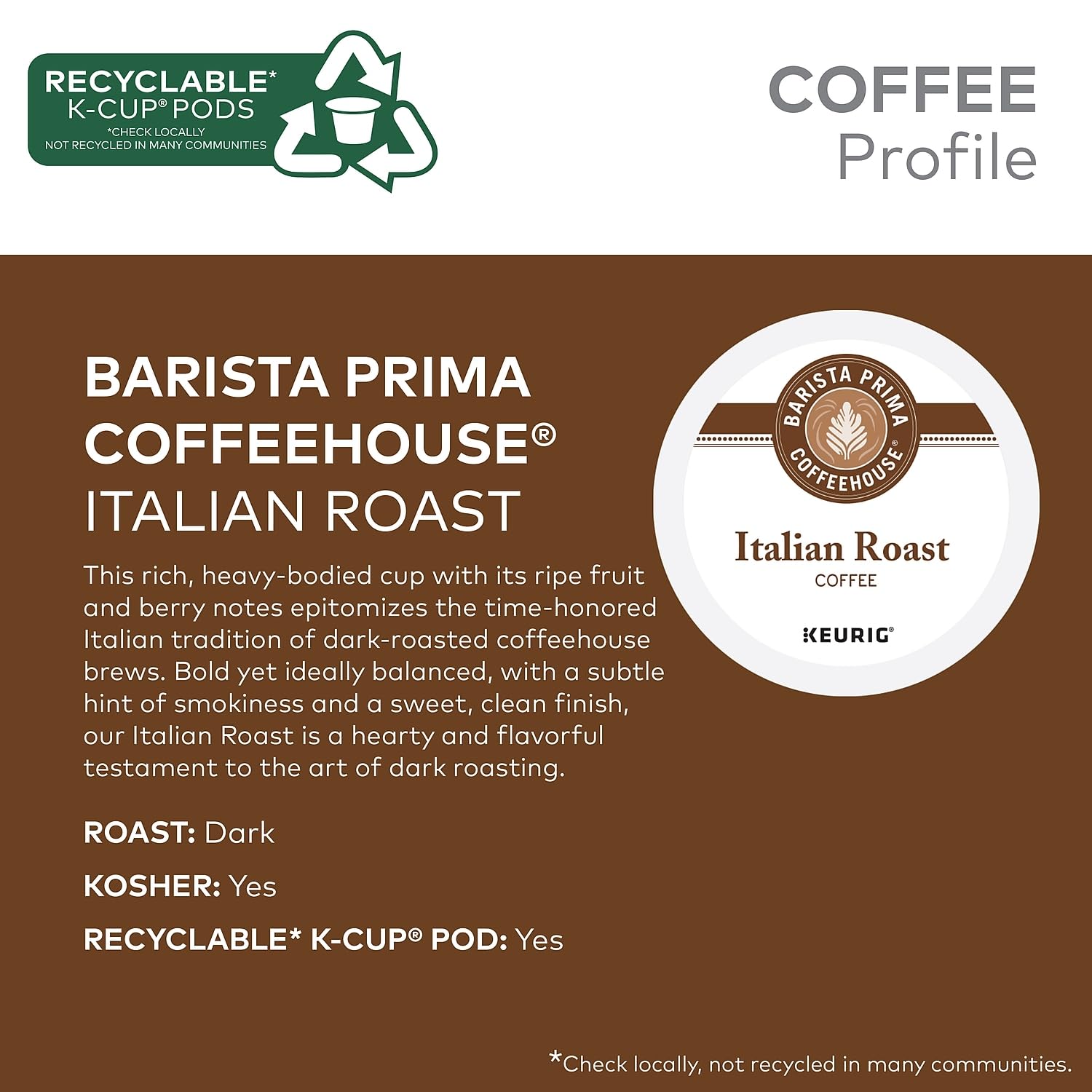 Barista Prima Coffeehouse Medium Dark Roast Extra Bold K-Cup for Keurig Brewers, Colombia Coffee 24 count (Pack of 4) (Packaging May Vary)