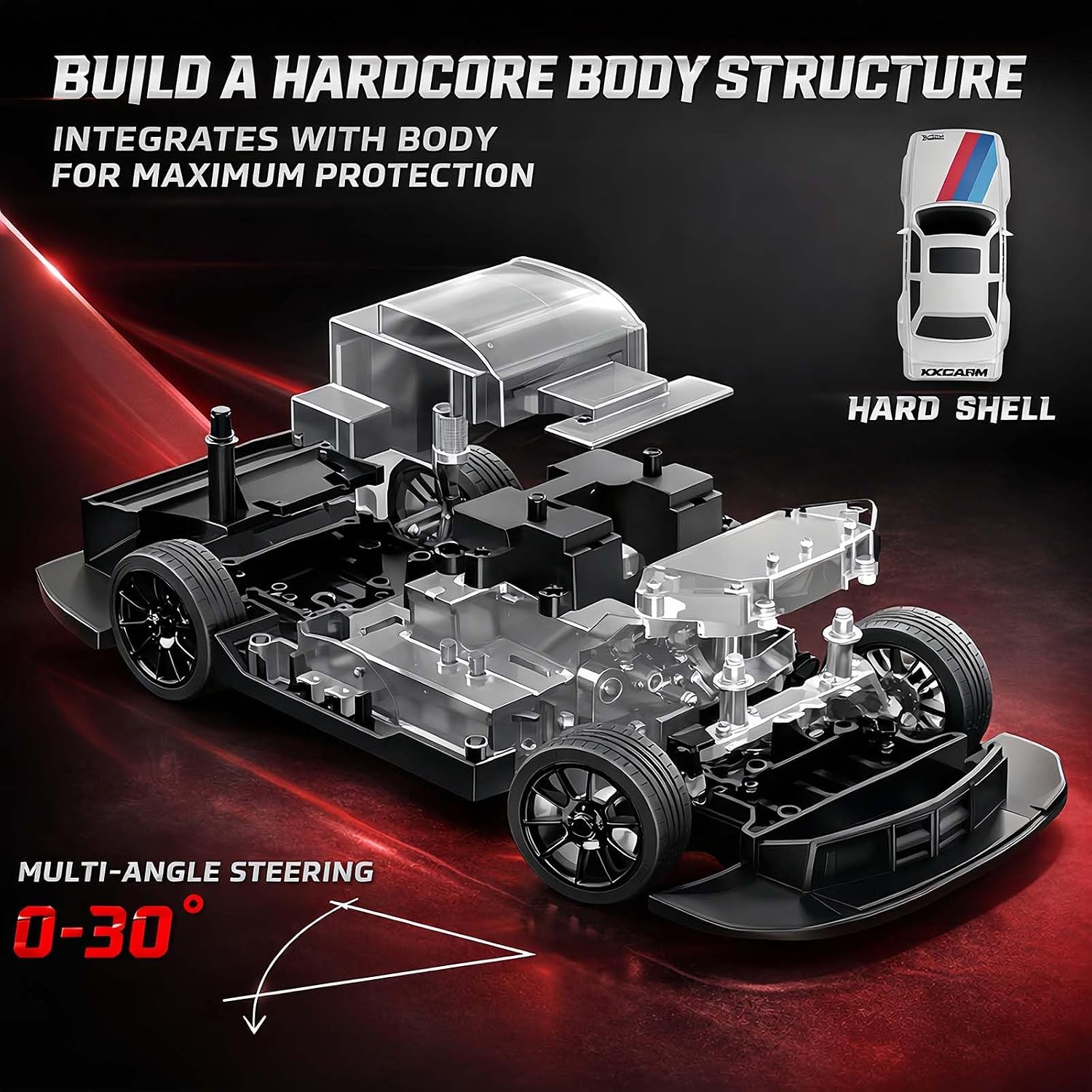 RC Drift Car 2.4GHz 1:16 Scale 4WD 30KM/H High Speed Remote Control Cars Vehicle with LED Lights Drifting Tires Racing Sport Toy Cars for Adults Boys Girls Kids Gift