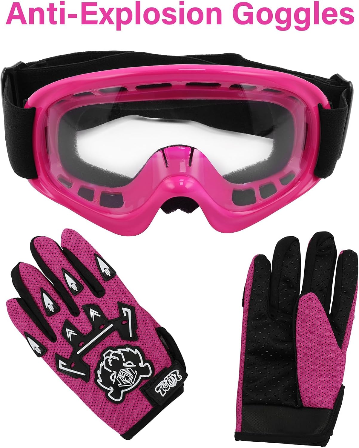 SLMOTO ATV Helmets for Kids Youth DOT Motocross Offroad Street Helmet Motorcycle Blue Helmet Dirt Bike Motocross Helmet+Goggles+Gloves