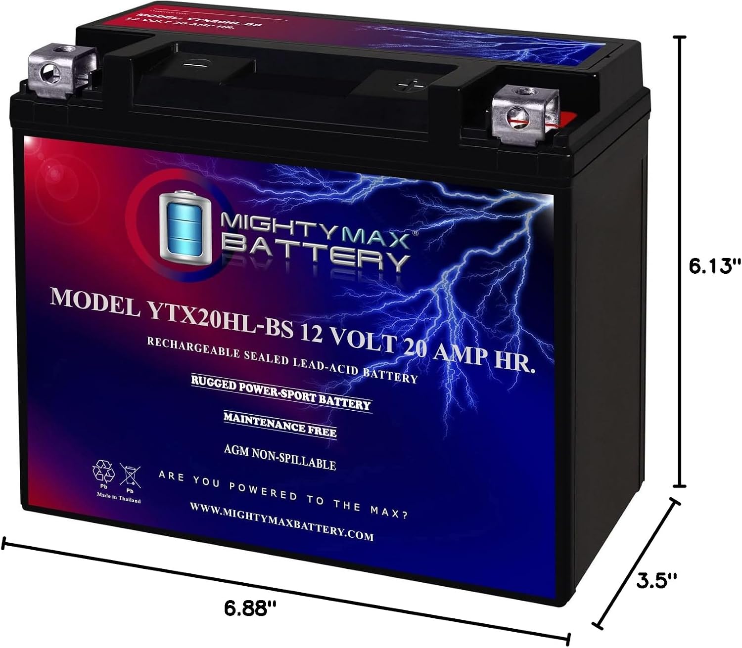 Mighty Max Battery YTX14-BS - 12 Volt 12 AH, 200 CCA, Rechargeable Maintenance Free SLA AGM Motorcycle Battery