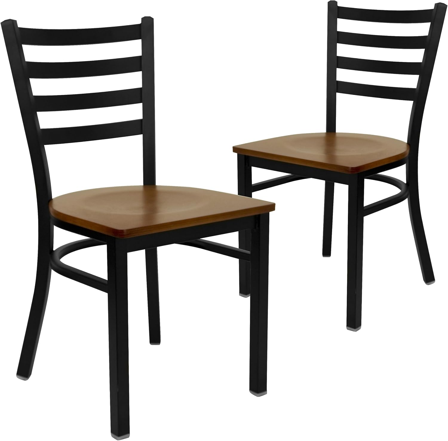 Flash Furniture Hercules Series Commercial Ladder Back Restaurant Chairs, Modern Lightweight Metal Dining Chairs with Padded Seats, Set of 2, Black