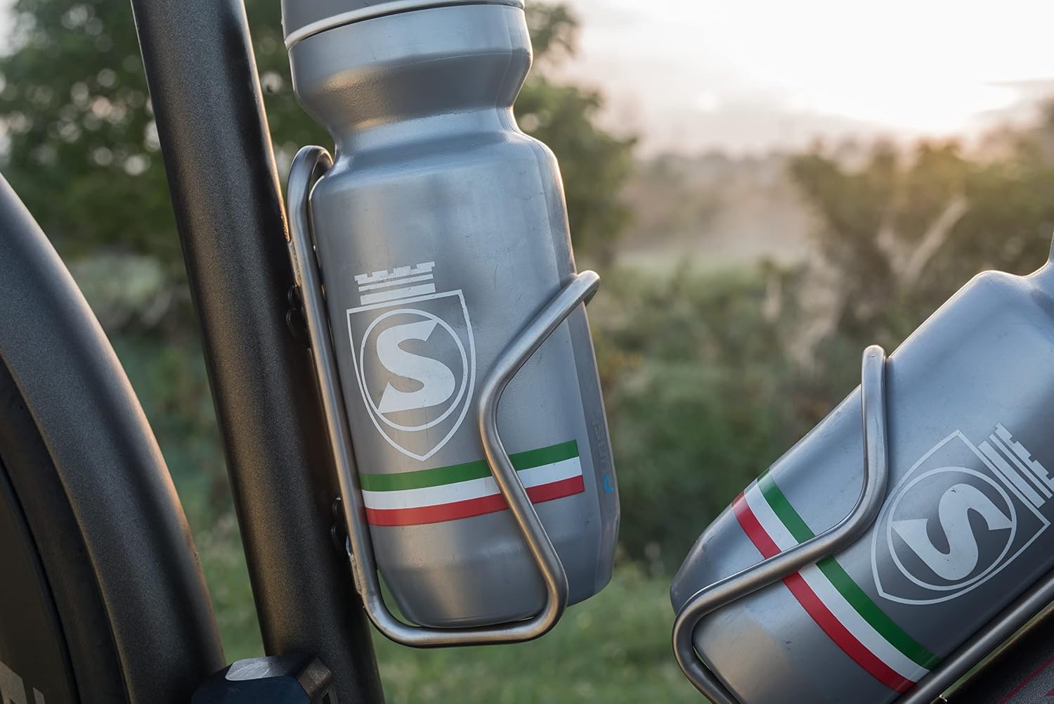 SILCA Sicuro Titanium Bike Water Bottle Holder, Lightweight - Silver