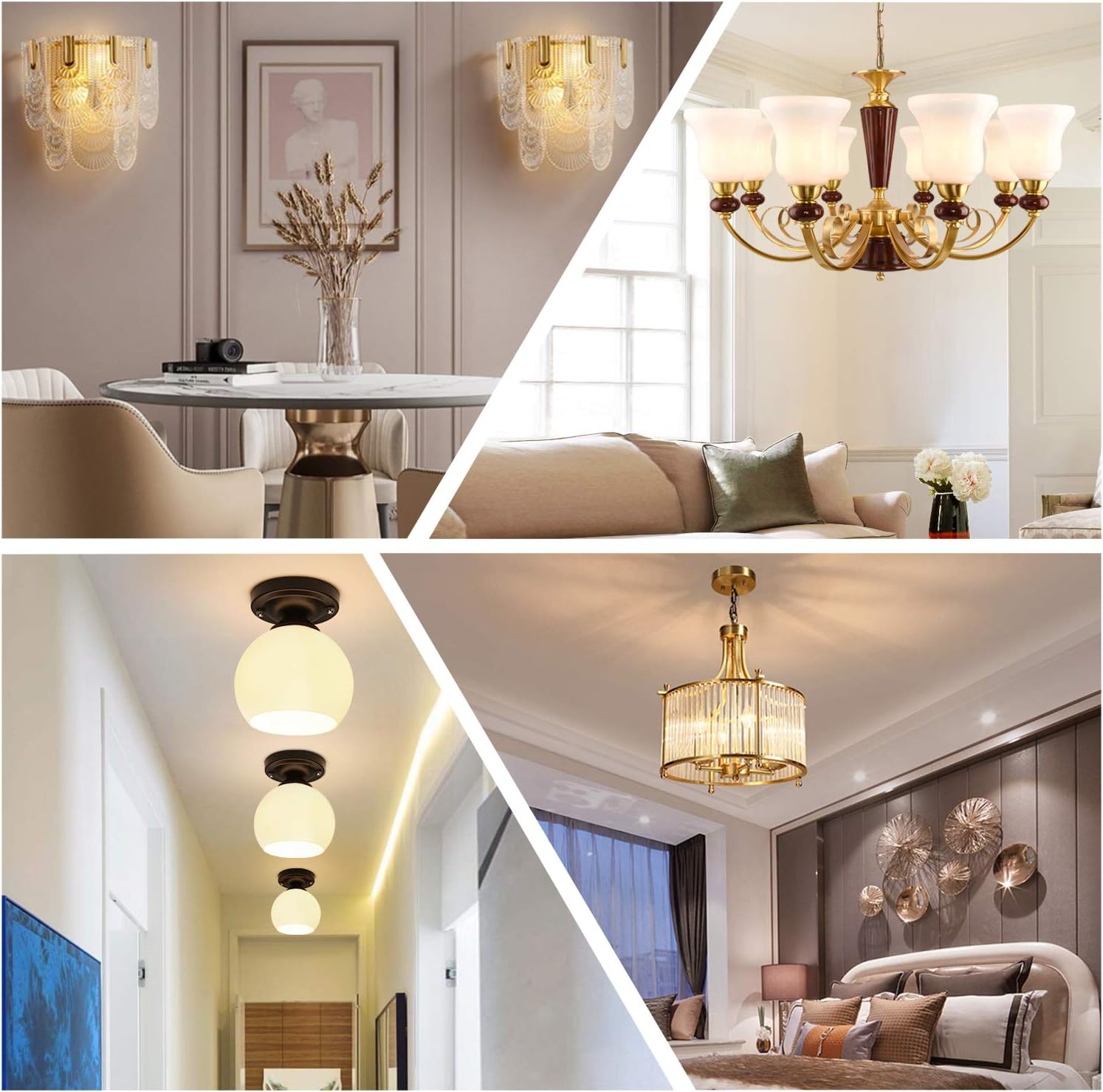 KLG E12 LED Bulb, Mini Candelabra Base, 4W (40W Equivalent), 5000K Daylight White Non-Dimmable, T3/T4 Small Bulb for Ceiling Fans and Chandeliers
