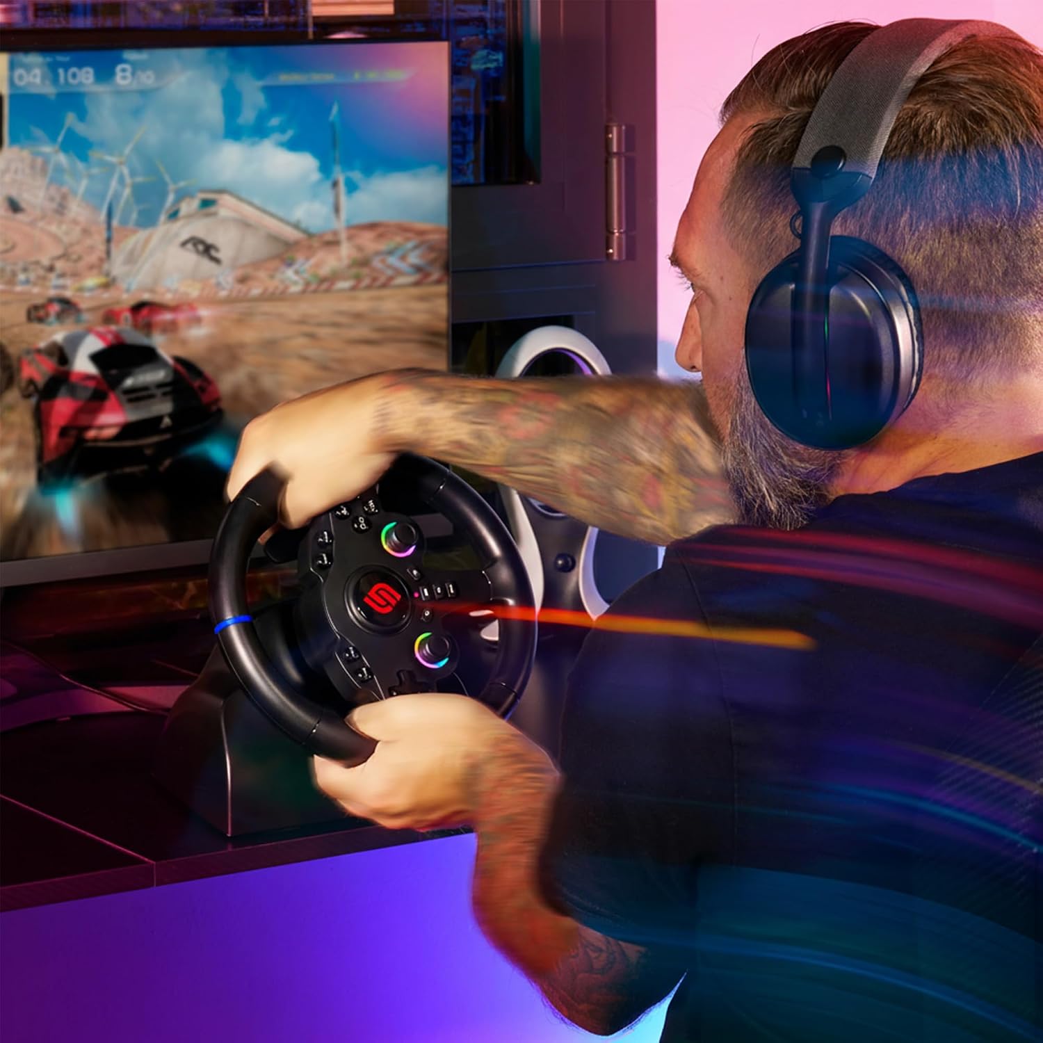 SUBSONIC Racing SV250 Gaming Steering Wheel Switch 2, PS4, Xbox & PC – 180°