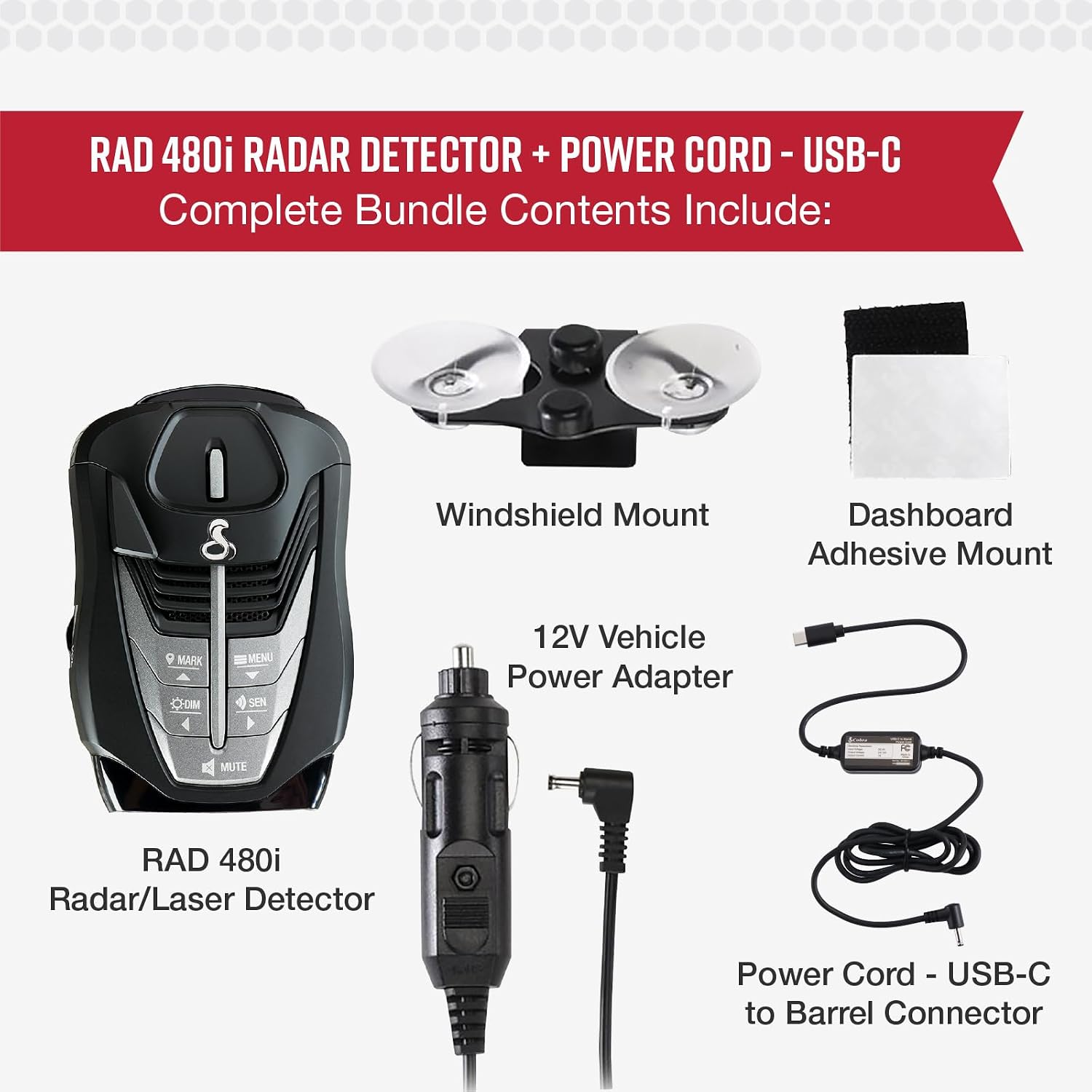 Cobra RAD 480i Laser Radar Detector, Long Range Detection, Bluetooth, Black