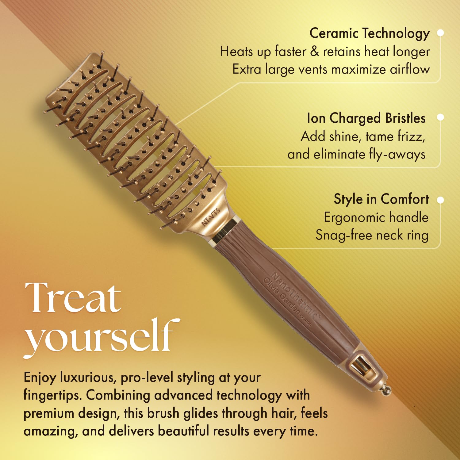 Olivia Garden Ceramic + Ion Nano Thermic Styler Hair Brush