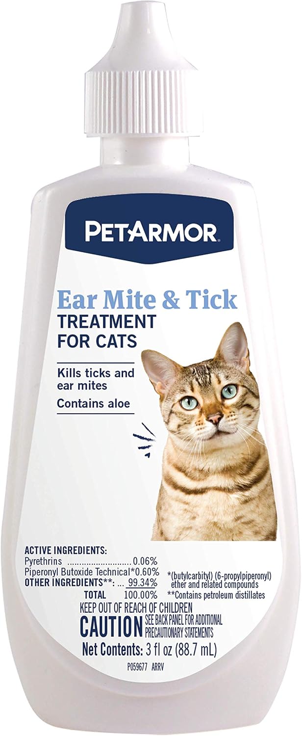 PetArmor Ear Mite Treatment for Dogs, 3oz | Ear Mite Medicine Kills Ticks and Ear Mites to Relieve Itchiness, Sooths Ears with Aloe