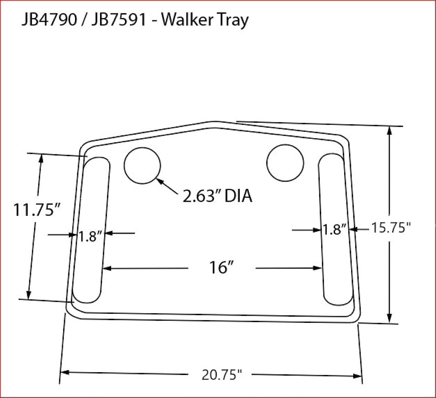 North American Wellness Walker Tray with Non-Slip Grip Mat
