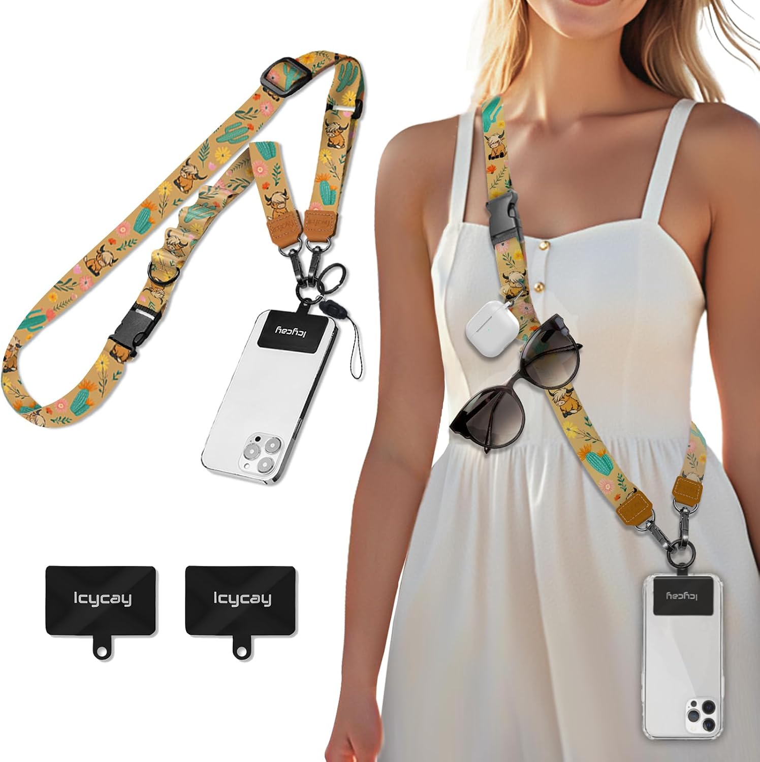 Icycay Phone Lanyard Crossbody Strap Neck Adjustable Teacher Women Cat