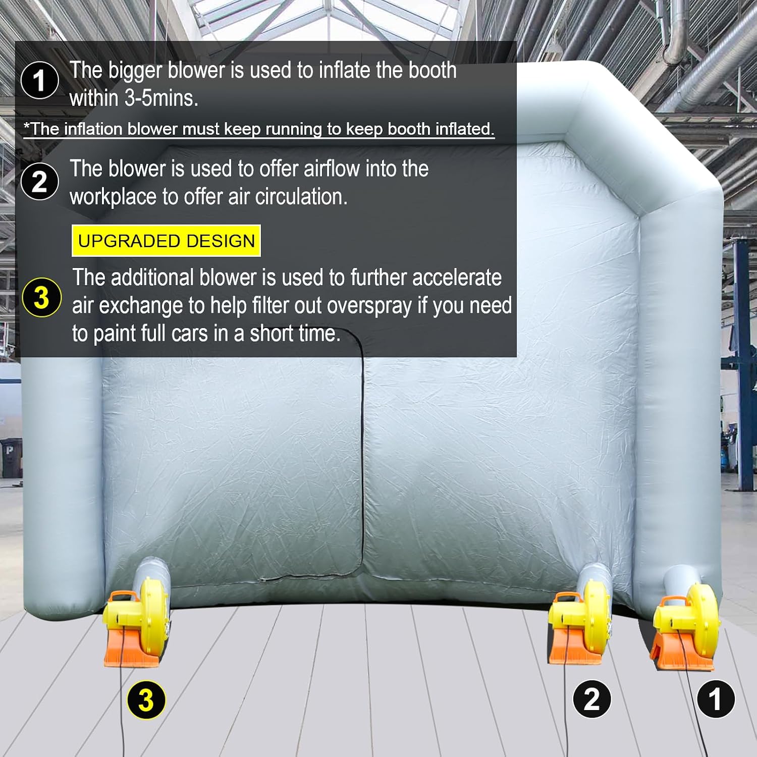 28X15X10FT Inflatable Spray Paint Booth Tent with Upgrade High-Power Blowers 950W+950W