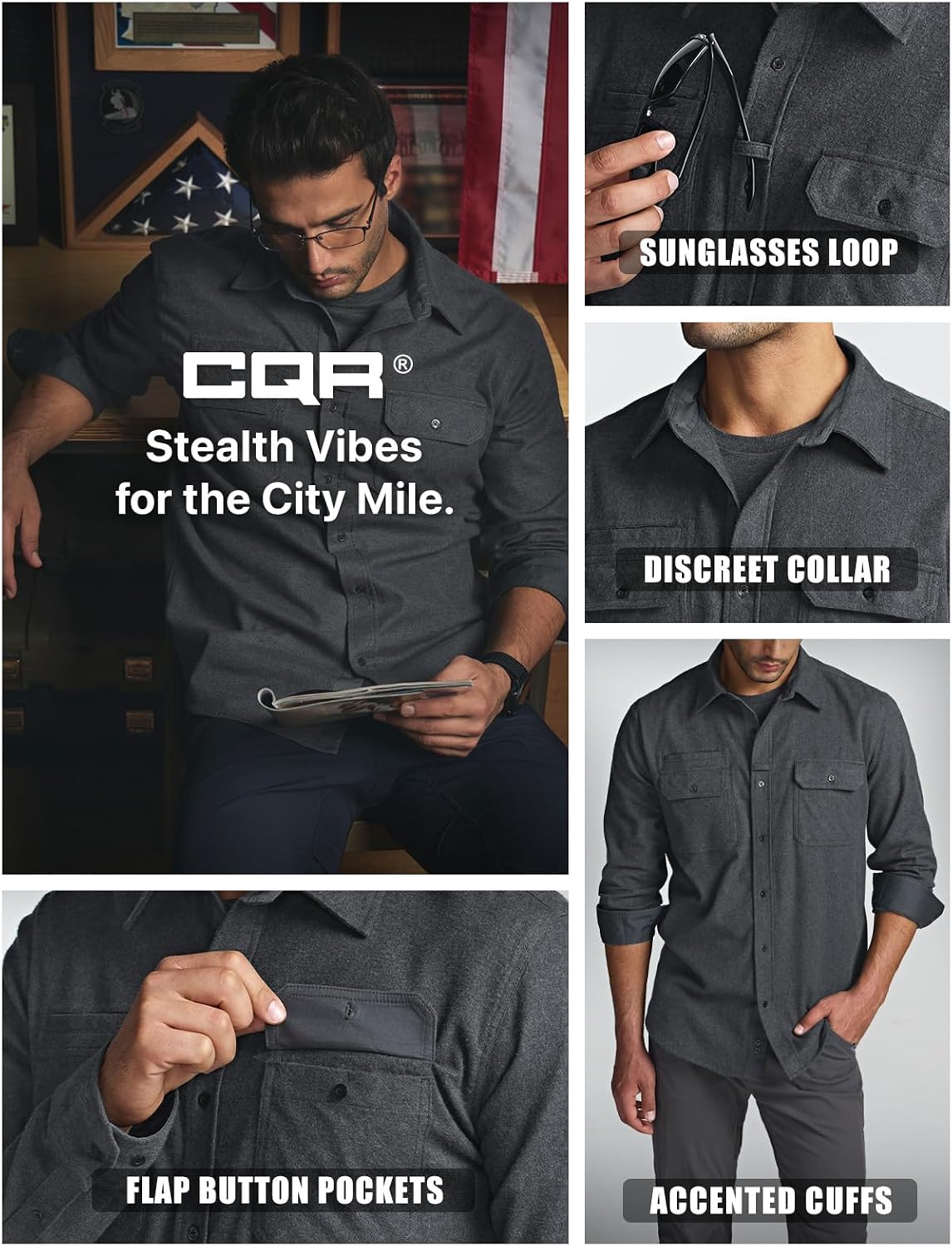 CQR Men's 100% All Cotton Button Down Flannel Shirts, Long Sleeve Brushed Warm Soft Casual Outdoor Plaid Shirt