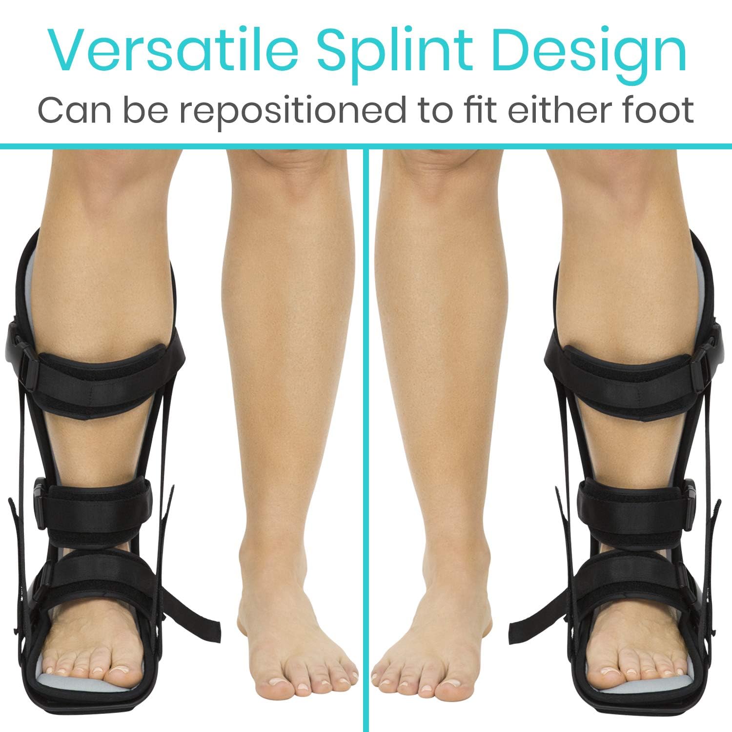 Vive Plantar Fasciitis Night Splint for Men & Women - Stabilizer Brace | Relieves Inflammation - Foot Support Boot Features Adjustable Hook and Loop Straps for Achilles Pain Relief