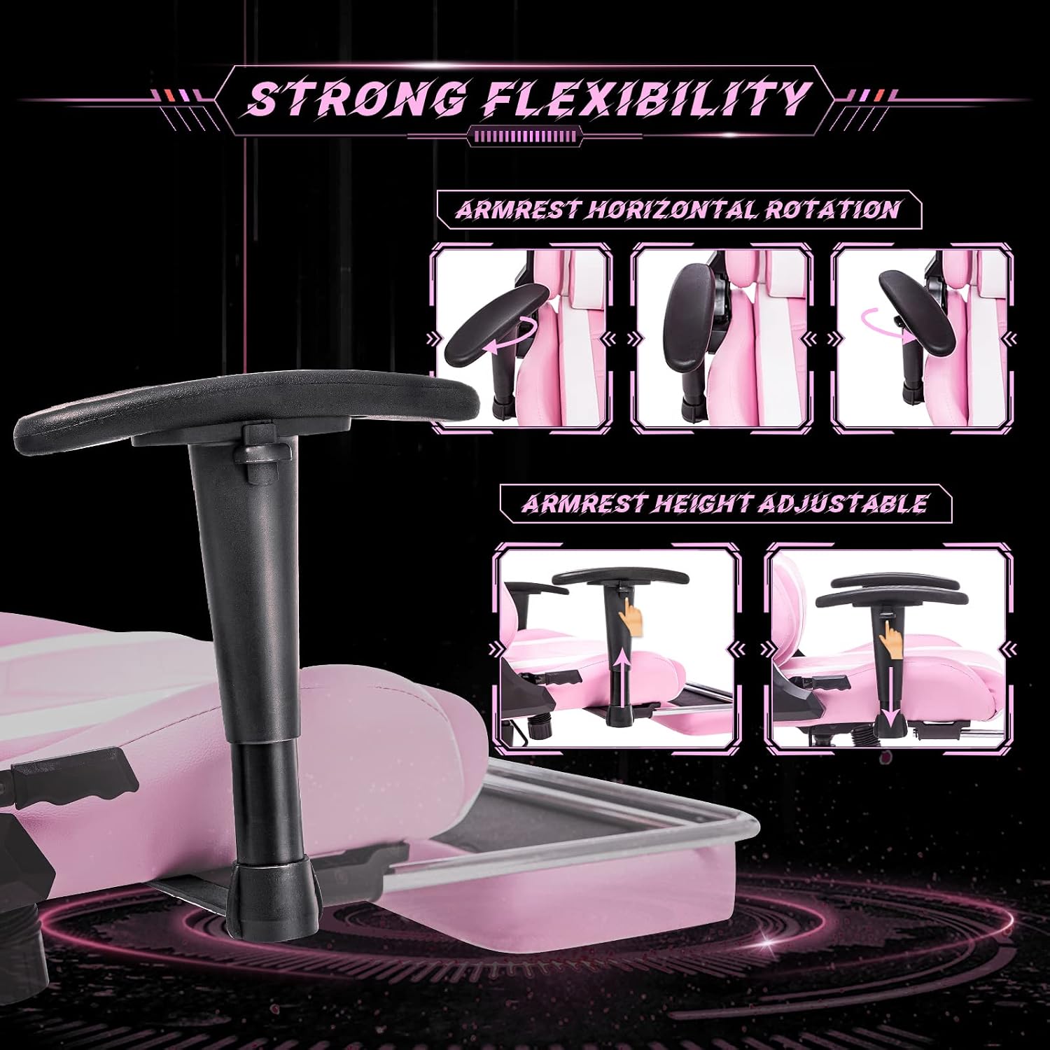 AA Products Gaming Chair Ergonomic High Back Computer Racing Chair Adjustable Office Chair with Footrest, Lumbar Support Swivel Chair - Black