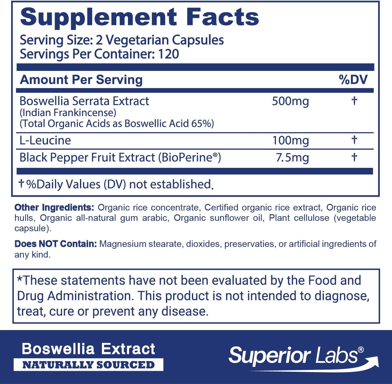 Superior Labs Boswellia Serrata Extract 500mg – 65% Boswellic Acids, Pure Non-GMO, Zero Fillers, Indian Frankincense